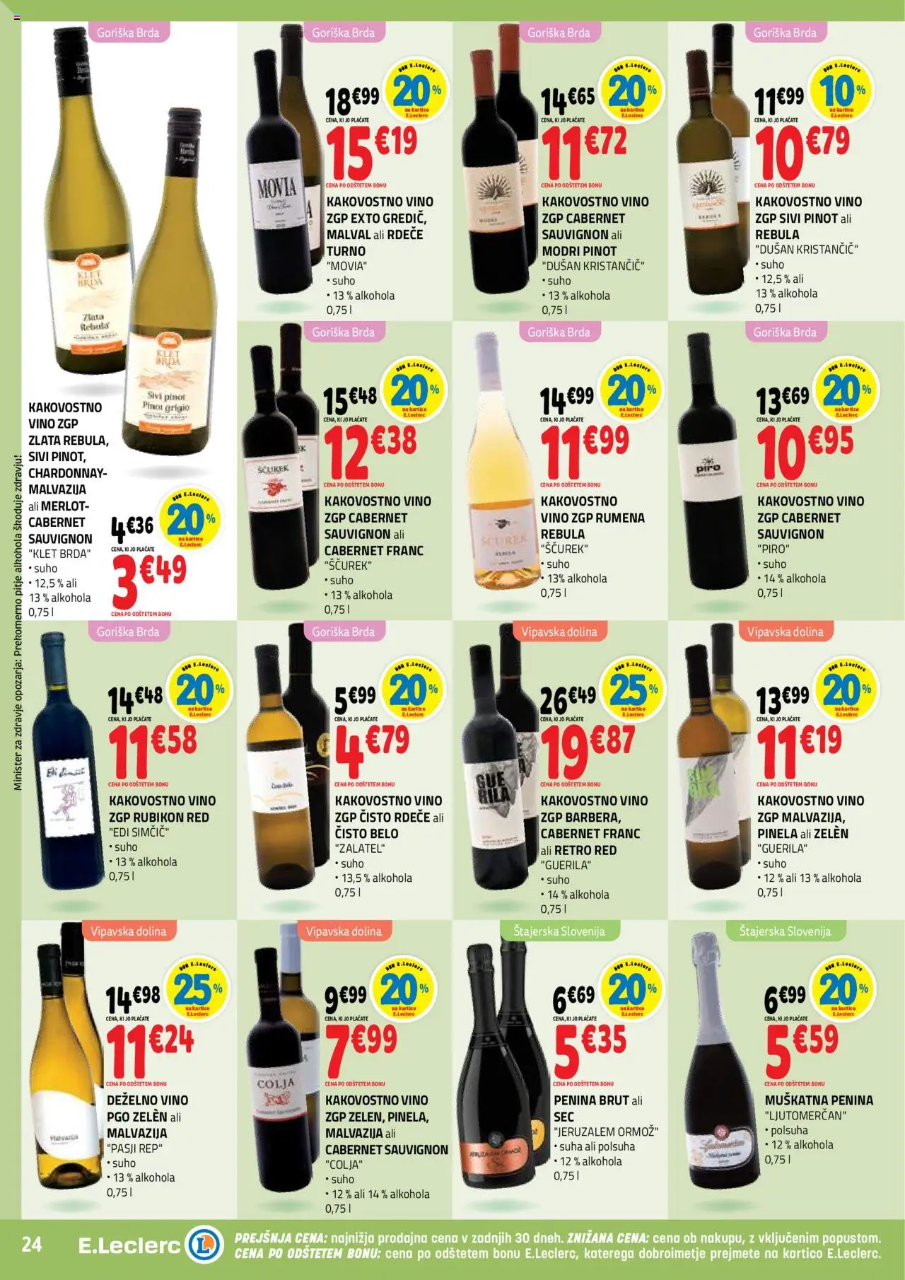 Novi E.leclerc katalog ponudbe – veljaven od 17.09.2025 | Stran: 24 | Izdelki: Penina, Vino