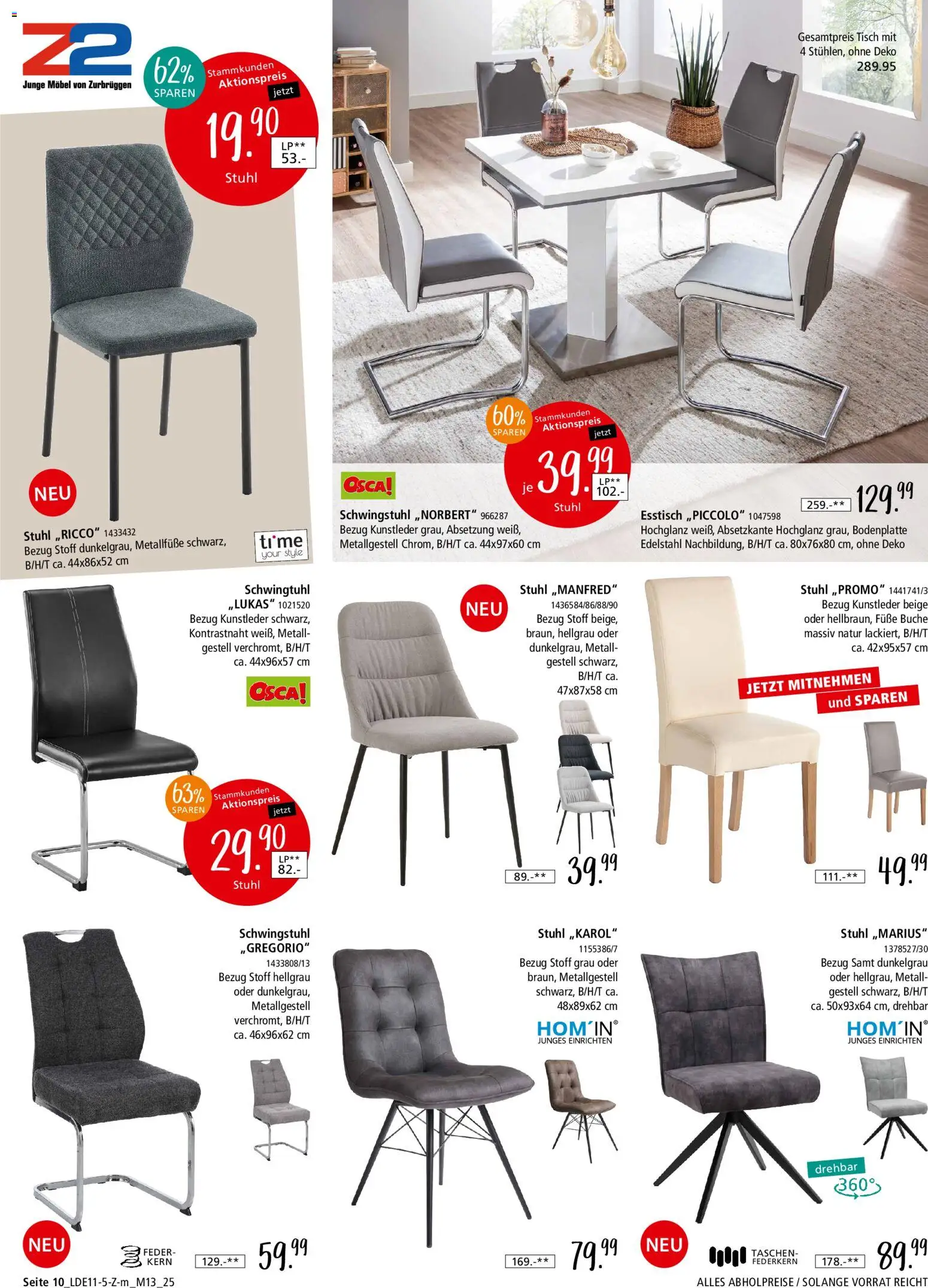 Zurbrüggen Z2-Junges Wohnen – gültig ab 08.11.2025 | Seite: 18 | Produkte: Esstisch, Tisch, Stuhl