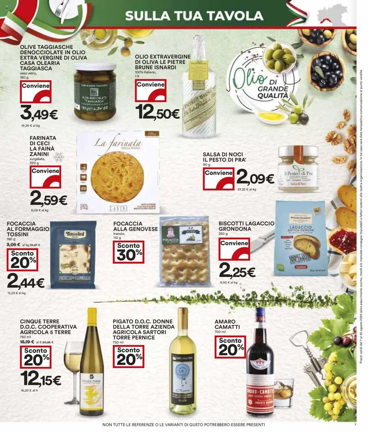 Volantino COOP del 07.08.2025 | Pagina: 7 | Prodotti: Focaccia, Ceci, Olive, Olio extra vergine
