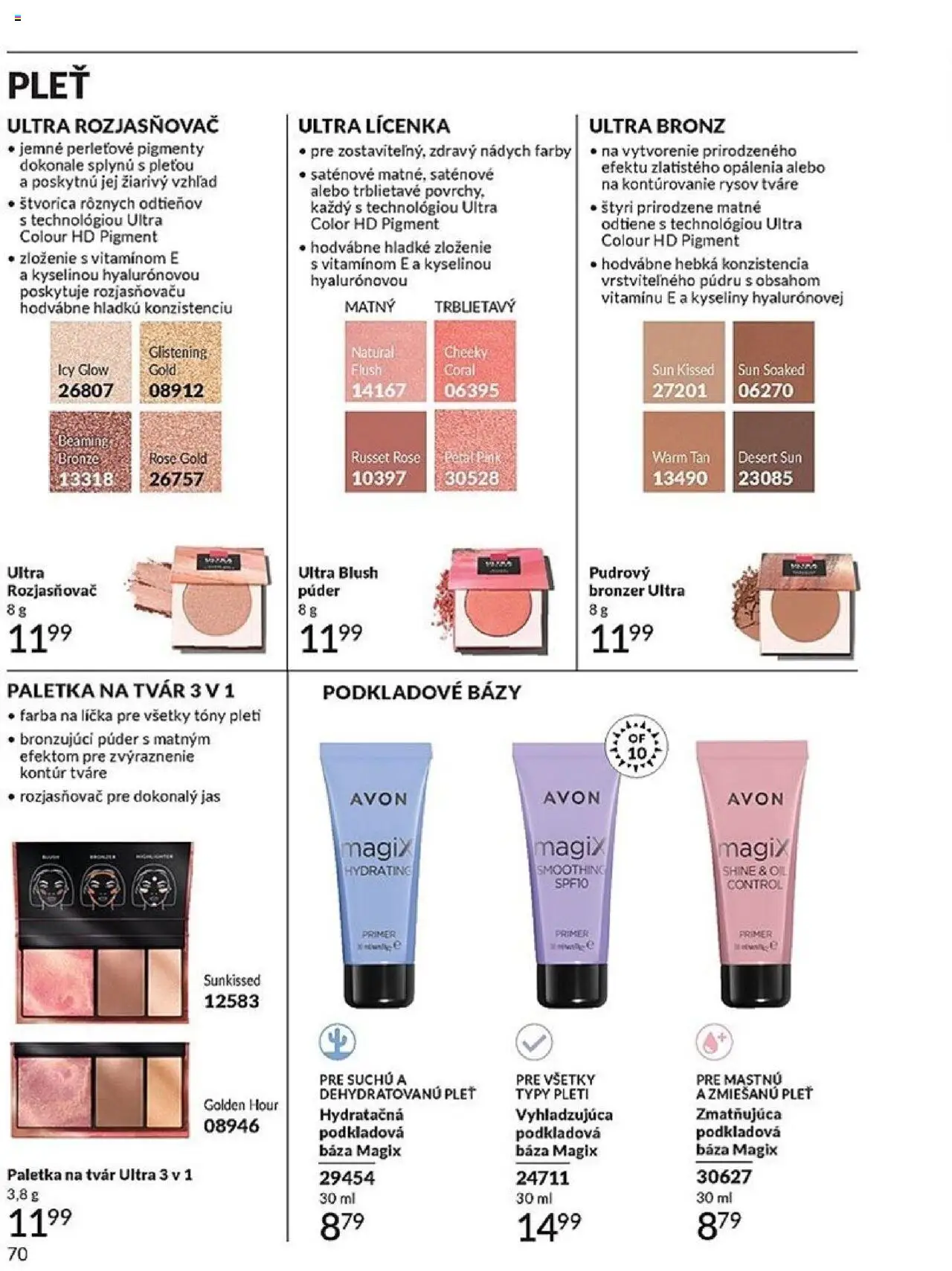 Nové Avon akcie – leták je platný od 01.10.2025 | Strana: 70 | Produkty: Púder, Bronzer, Lícenka, Rozjasňovač