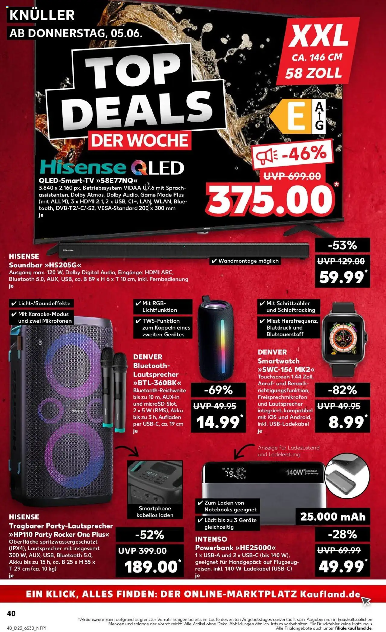 Kaufland prospekt Pasewalk	 - gültig ab dem 09.06.2025 | Seite: 55 | Produkte: Lautsprecher, Hisense, Smartwatch, Powerbank