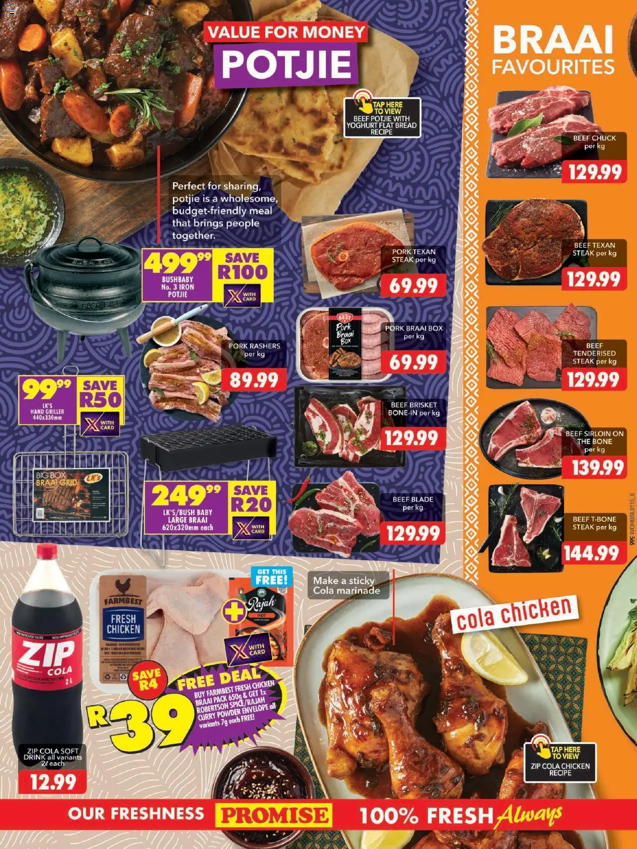 New Shoprite catalogue – valid from 22.09.2025 | Page: 2 | Products: Iron, Steak, Chicken, Curry powder