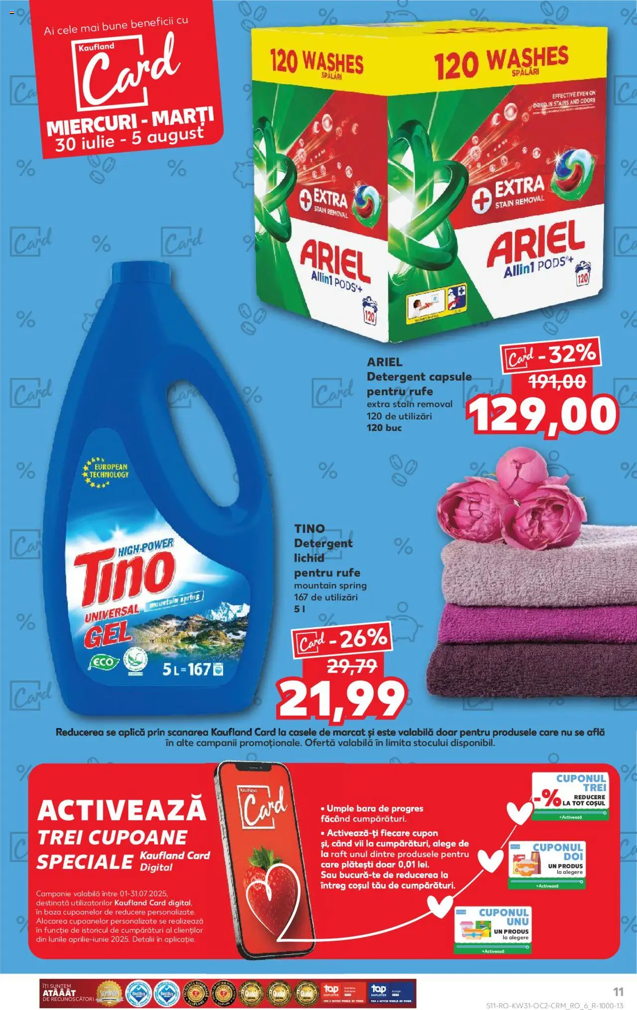 Kaufland RO akciós ujság - amely érvényes a következő dátumtól: 30.07.2025 | Oldal: 11 | Termékek: Ariel