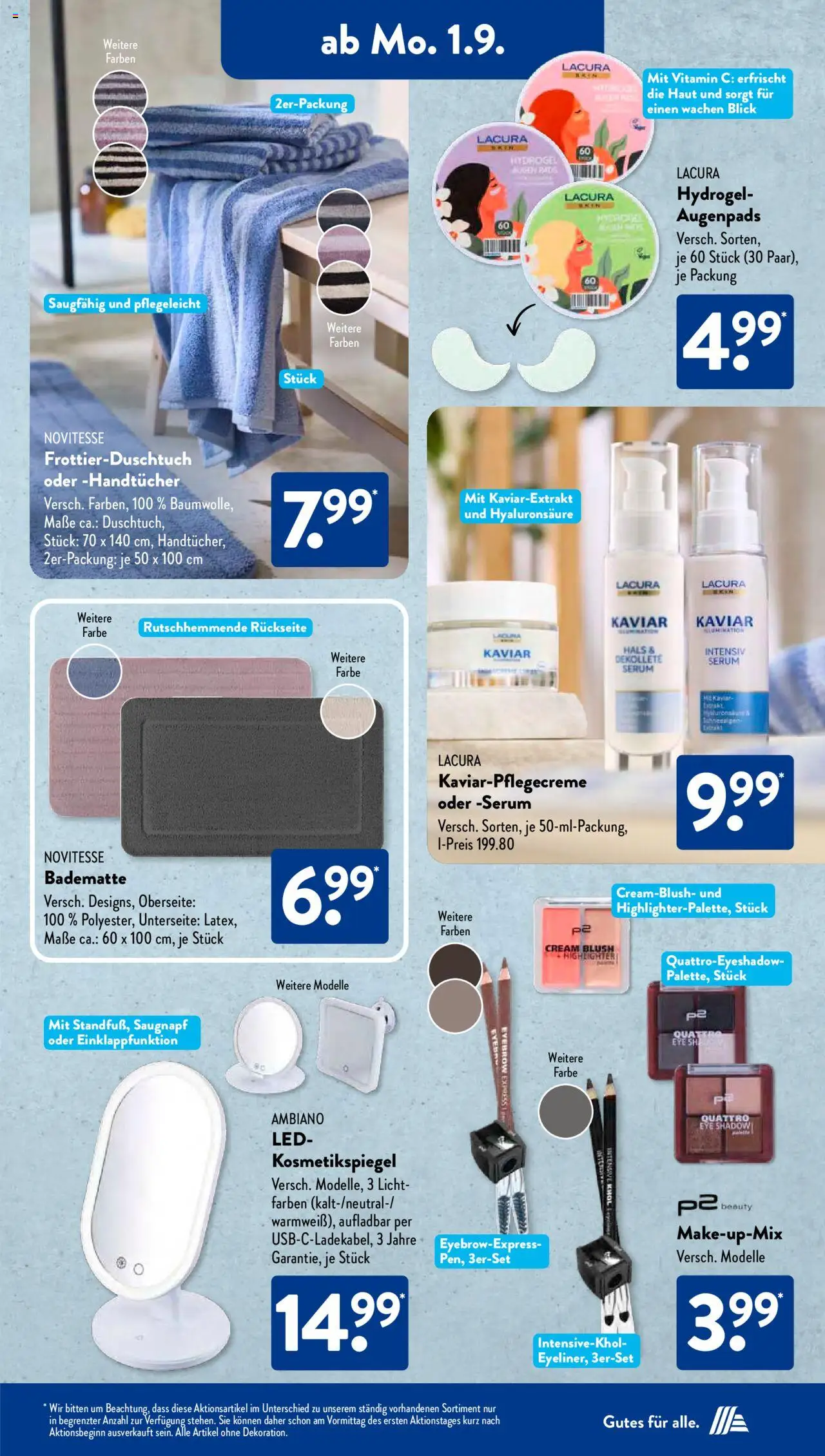 Aldi Süd Prospekt 	 - gültig ab dem 01.09.2025 | Seite: 2 | Produkte: Kosmetikspiegel, Highlighter, Serum, Blush