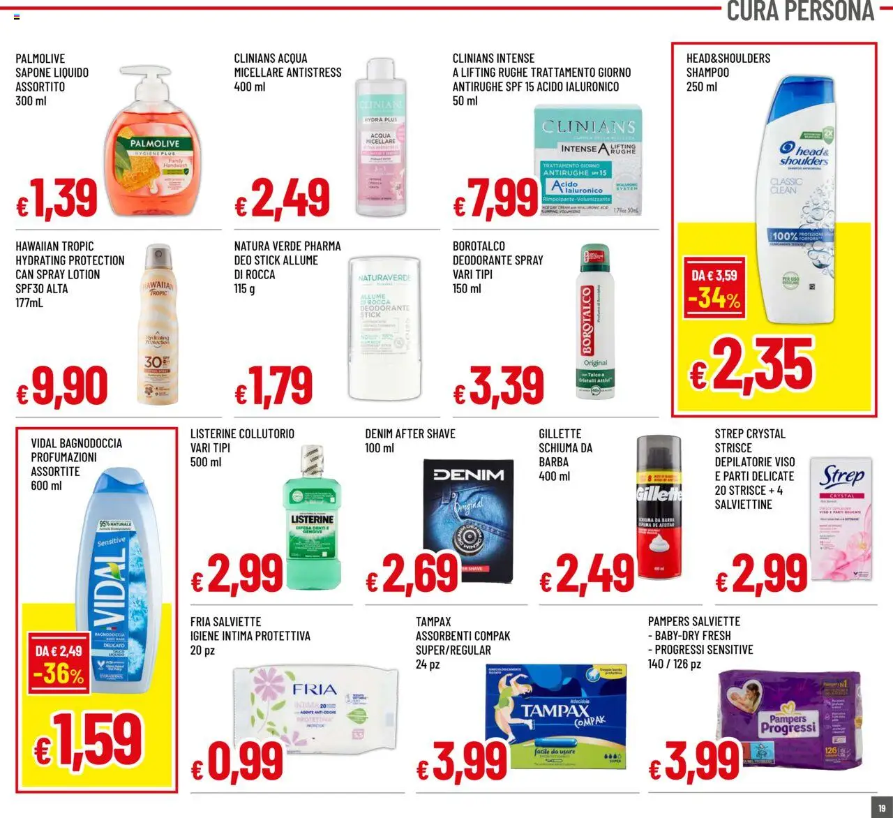 Volantino Galassia del 21.08.2025 | Pagina: 19 | Prodotti: Deodorante, Talco, Acqua, Pampers