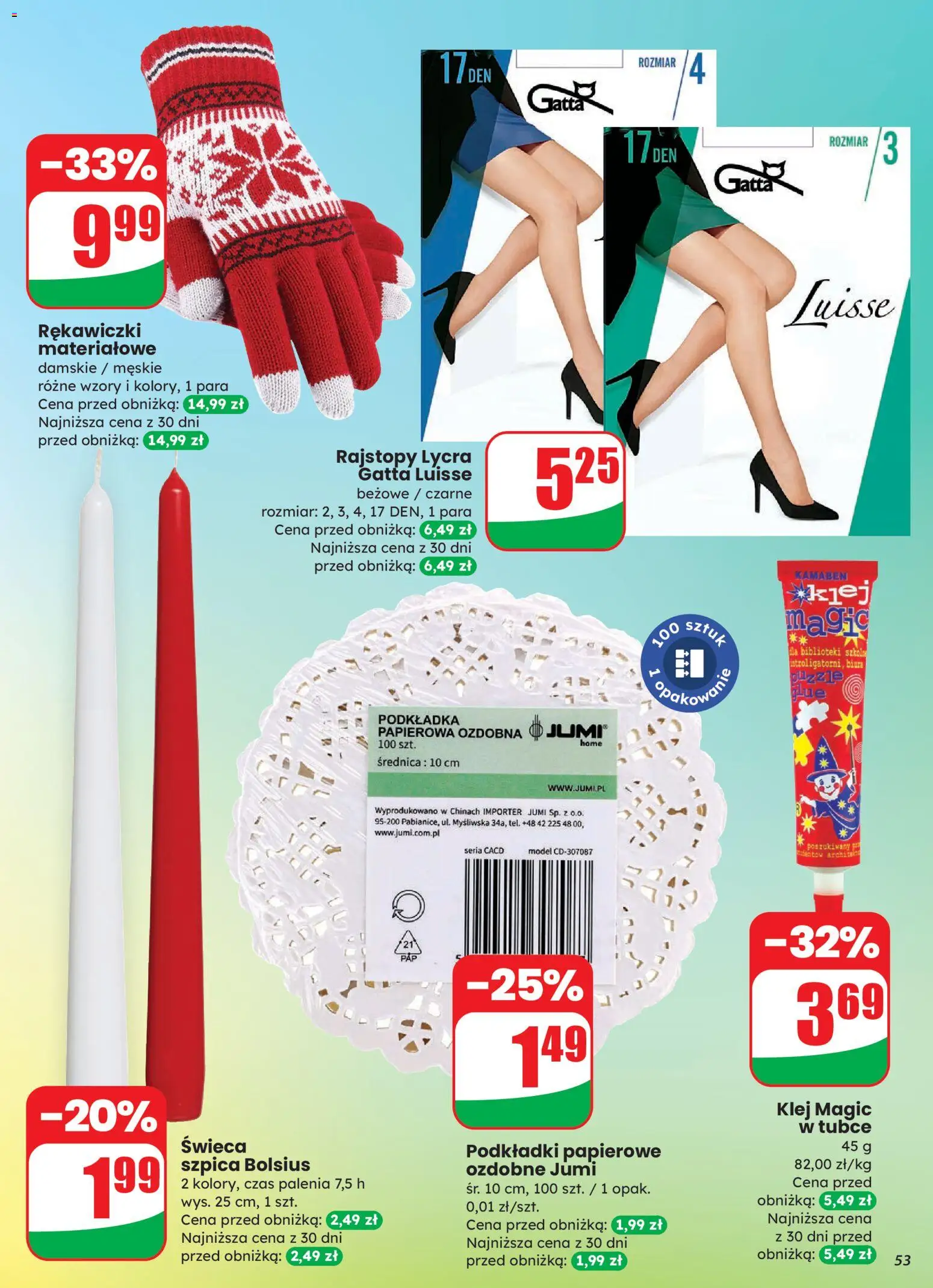 Dino Gazetka od 12.11.2025 | Strona: 53 | Produkty: Rękawiczki, Rajstopy, Myśliwska, Gatta