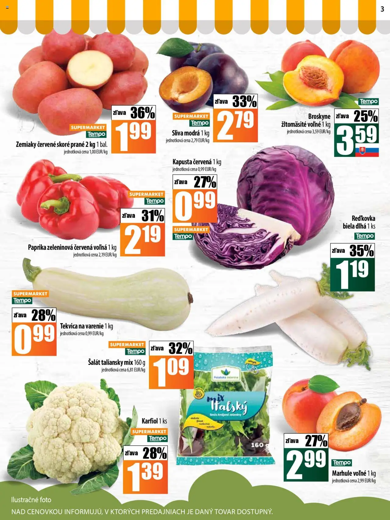 COOP Jednota leták │ platný od 17.07.2025 | Strana: 3 | Produkty: Paprika, Kapusta červená, Šalát, Marhule
