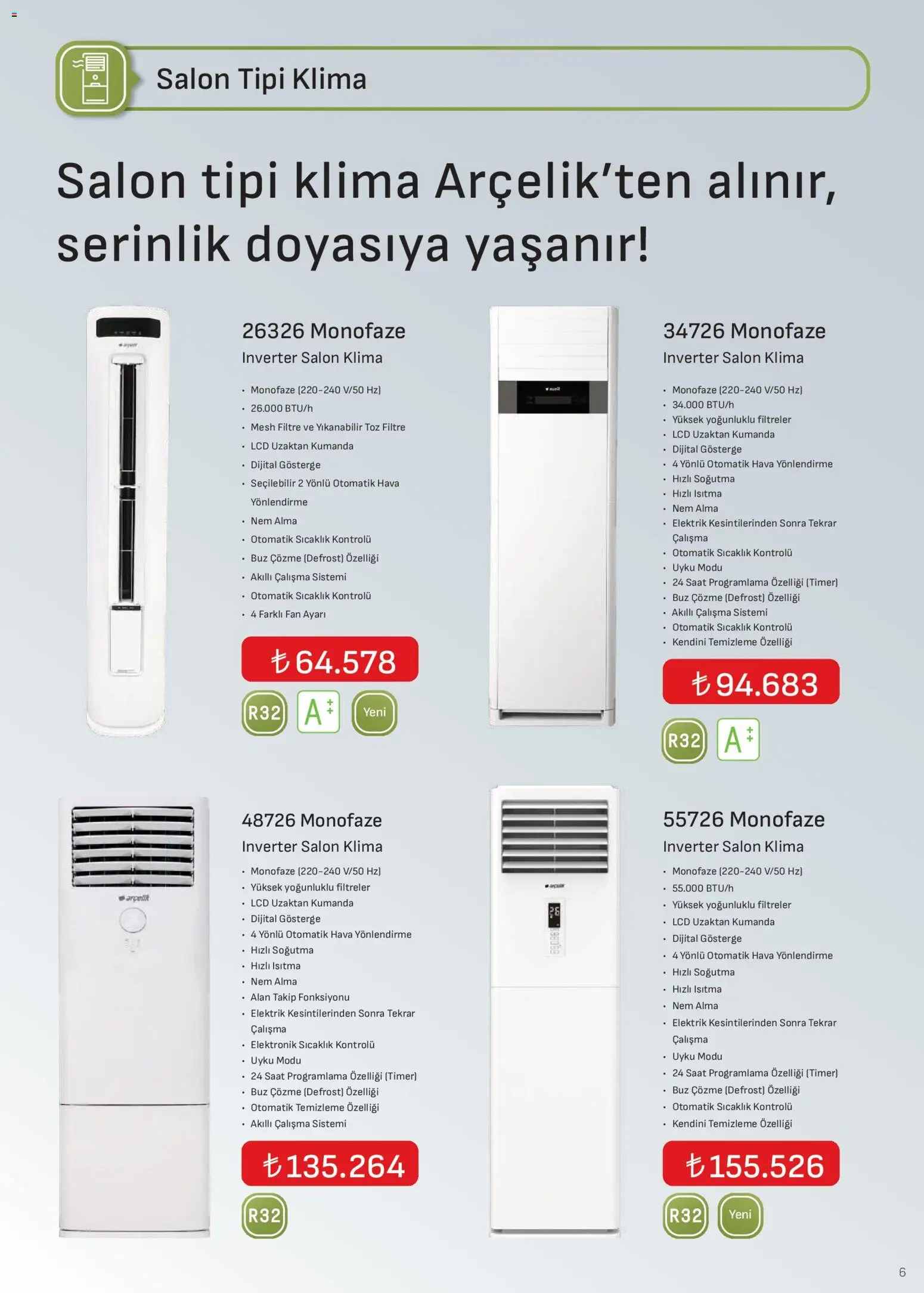 Arçelik İklimlendirme Kataloğu - 01.12.2025 tarihinden itibaren geçerlidir | Sayfa: 6
