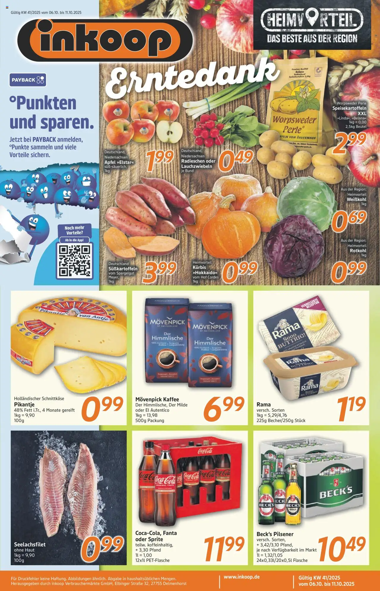 Inkoop Prospekt – gültig ab 06.10.2025 | Seite: 1 | Produkte: Rama, Sprite, Rotkohl, Äpfel
