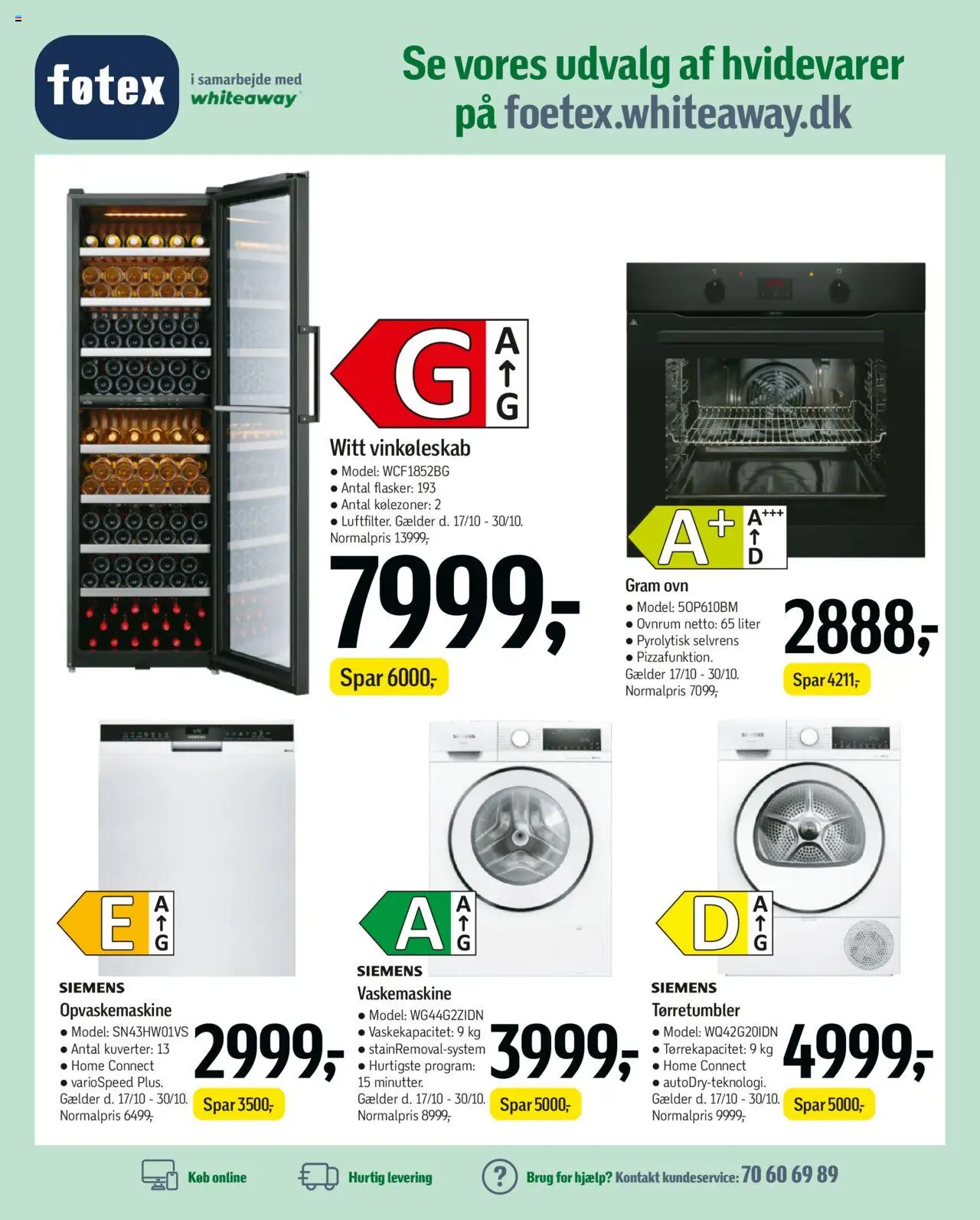 Føtex tilbudsavis – gyldig fra 17.10.2025 | Side: 46 | Produkter: Vaskemaskine, Tørretumbler, Ovn, Opvaskemaskine