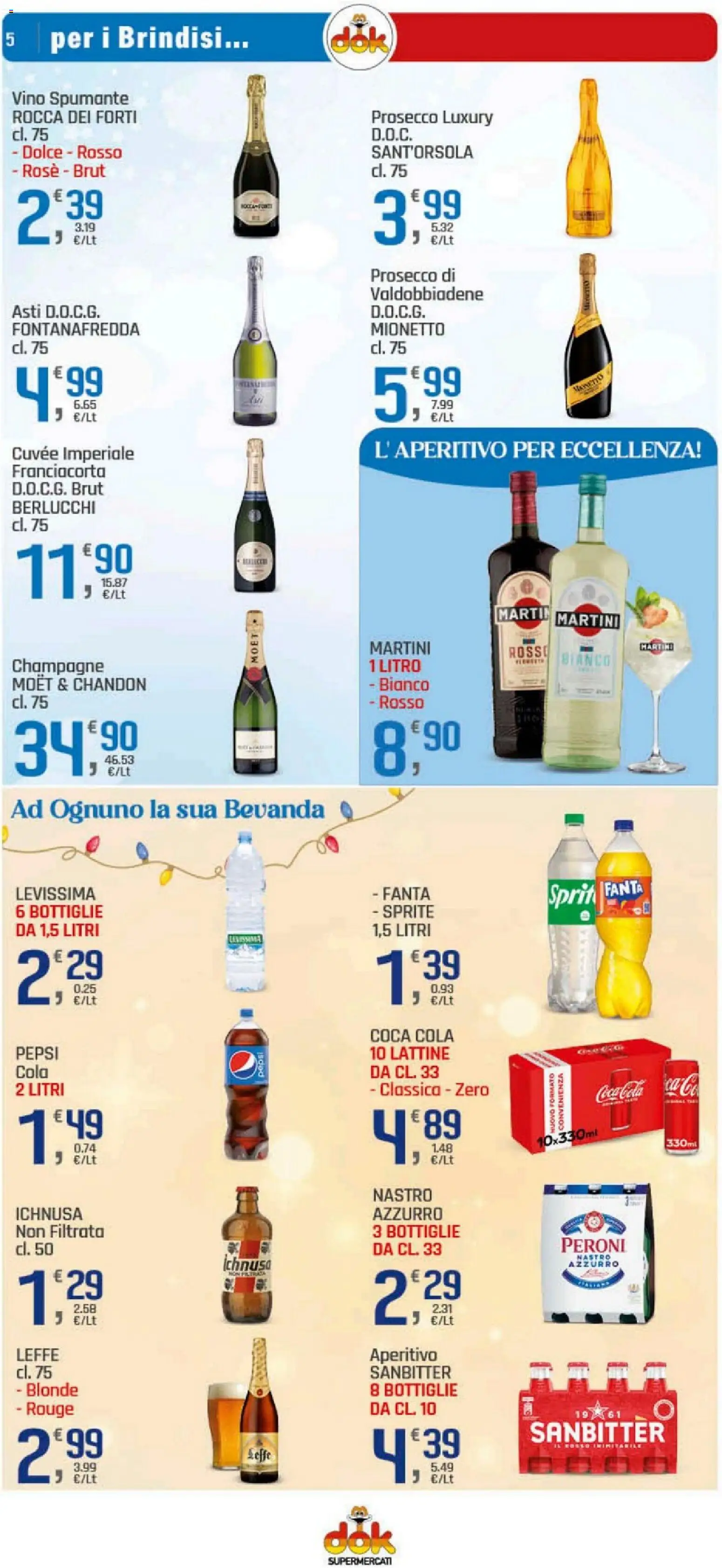 Volantino DOK del 29.12.2025 | Pagina: 5 | Prodotti: Prosecco, Champagne, Coca Cola, Aperitivo