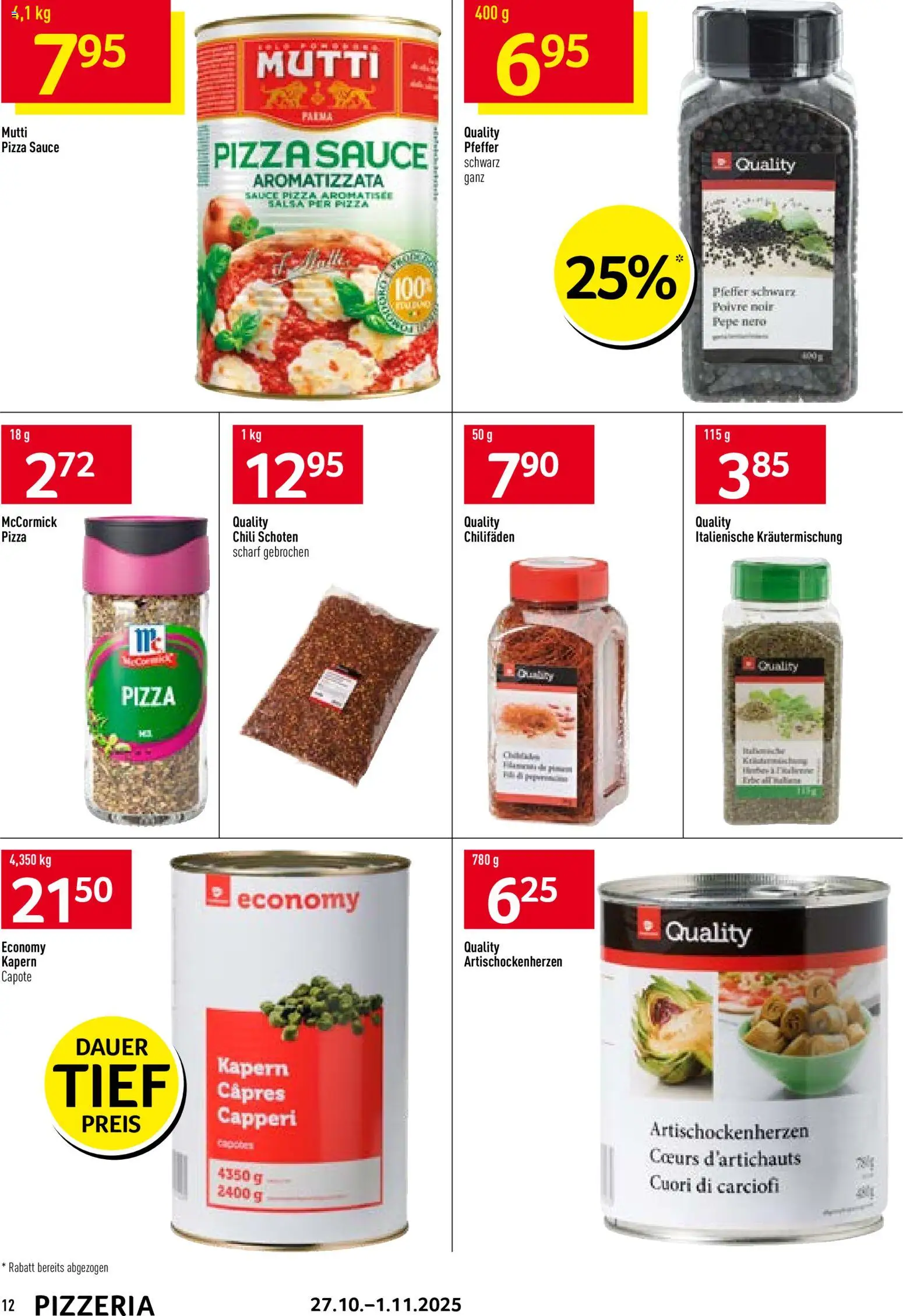 Prodega Aktionen Pizzeria – gültig ab 27.10.2025 | Seite: 12 | Produkte: Pizza, Chili, Pfeffer