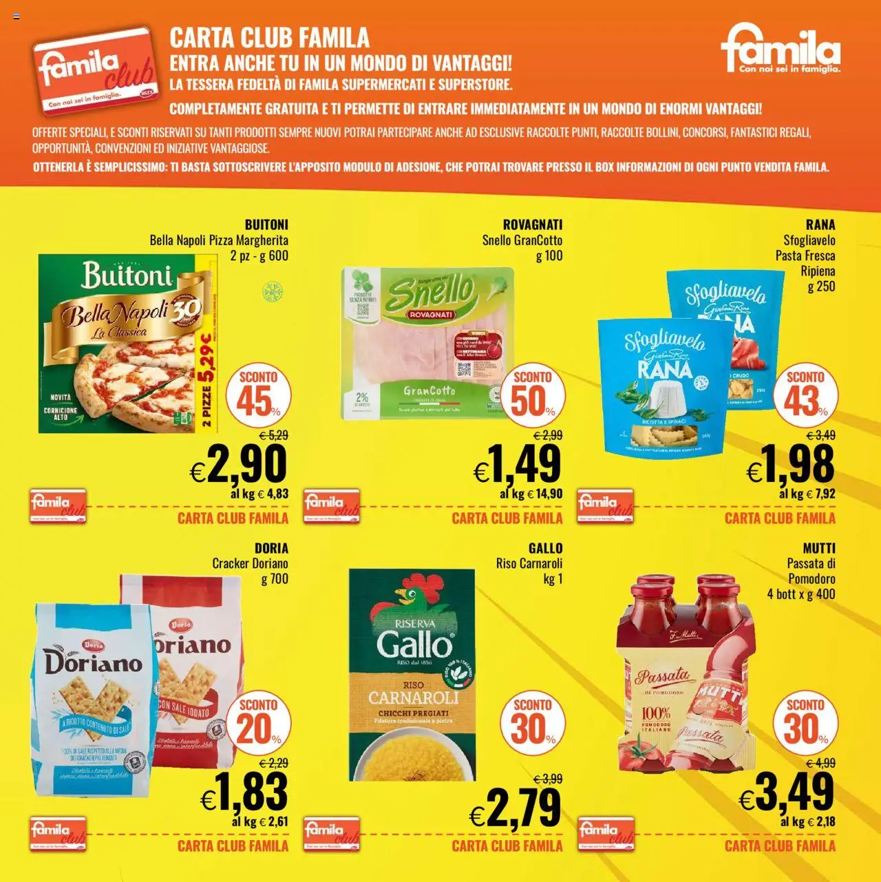 Volantino Famila del 08.10.2025 | Pagina: 3 | Prodotti: Riso Carnaroli, Pizza, Sale, Spinaci