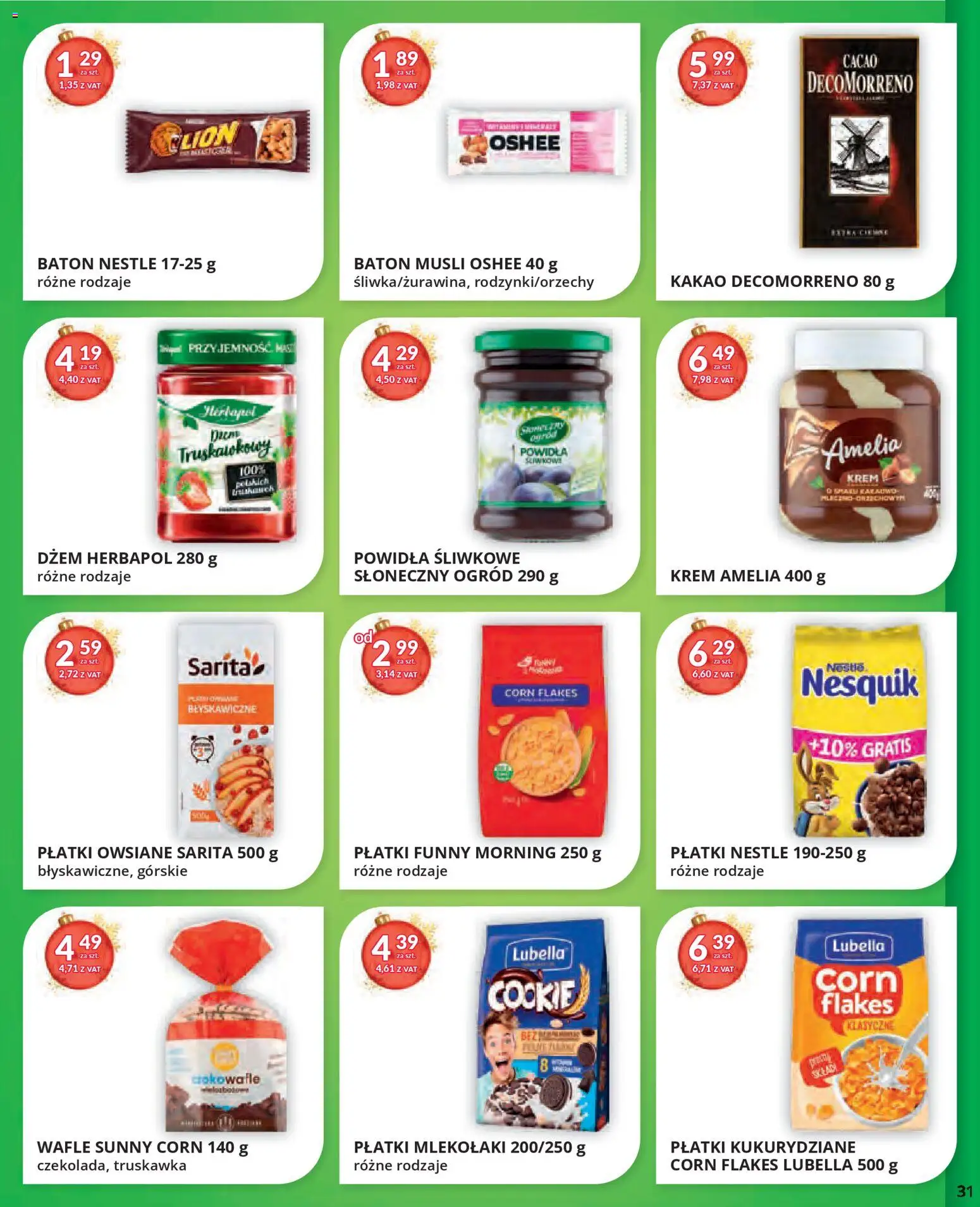 Eurocash Gazetka od 17.11.2025 | Strona: 31 | Produkty: Płatki owsiane, Płatki kukurydziane, Baton, Powidła