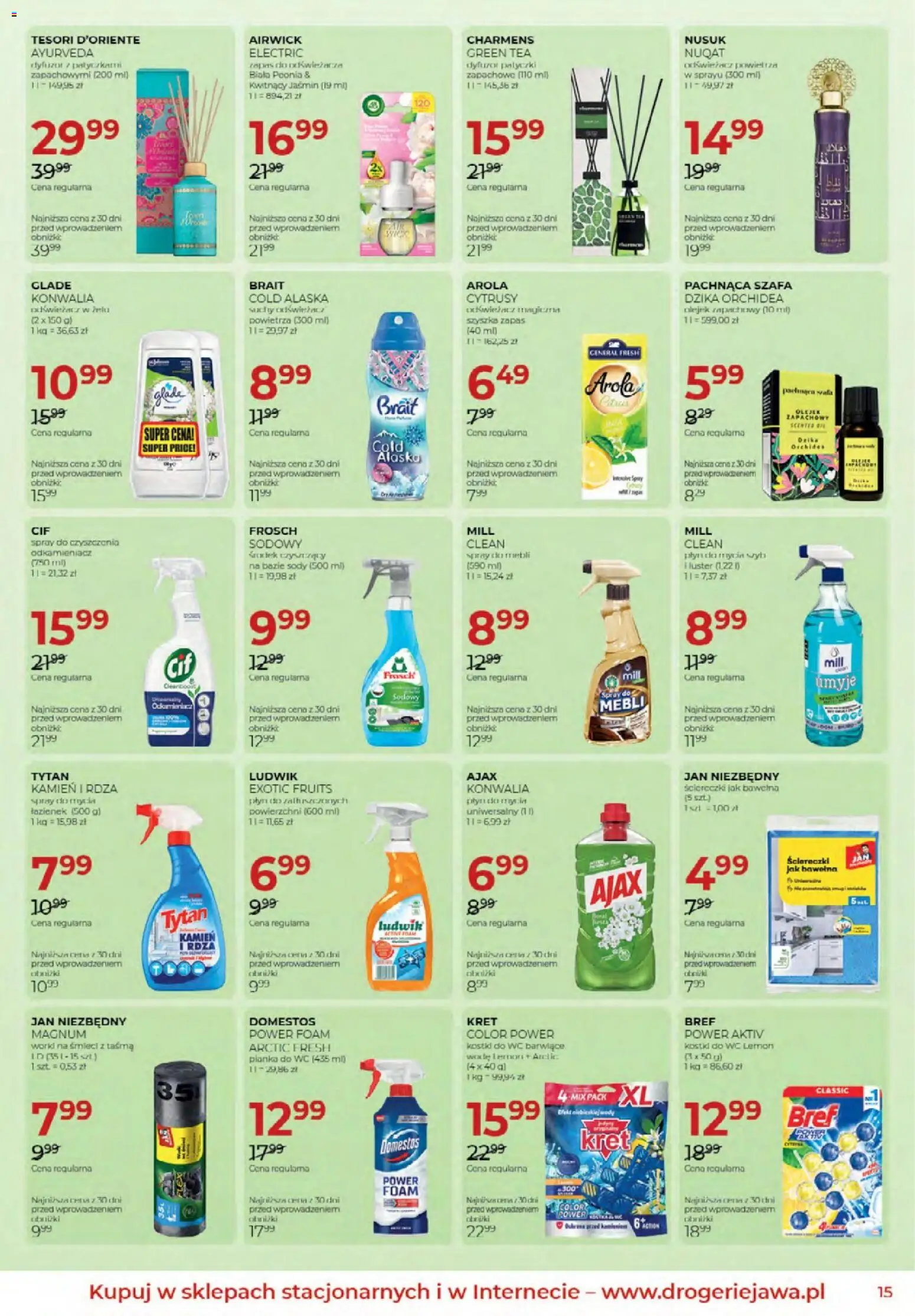 Jawa gazetka od 02.04.2026 | Strona: 15 | Produkty: Kostki do wc, Tesori d'oriente, Płyn do mycia szyb, Szafa