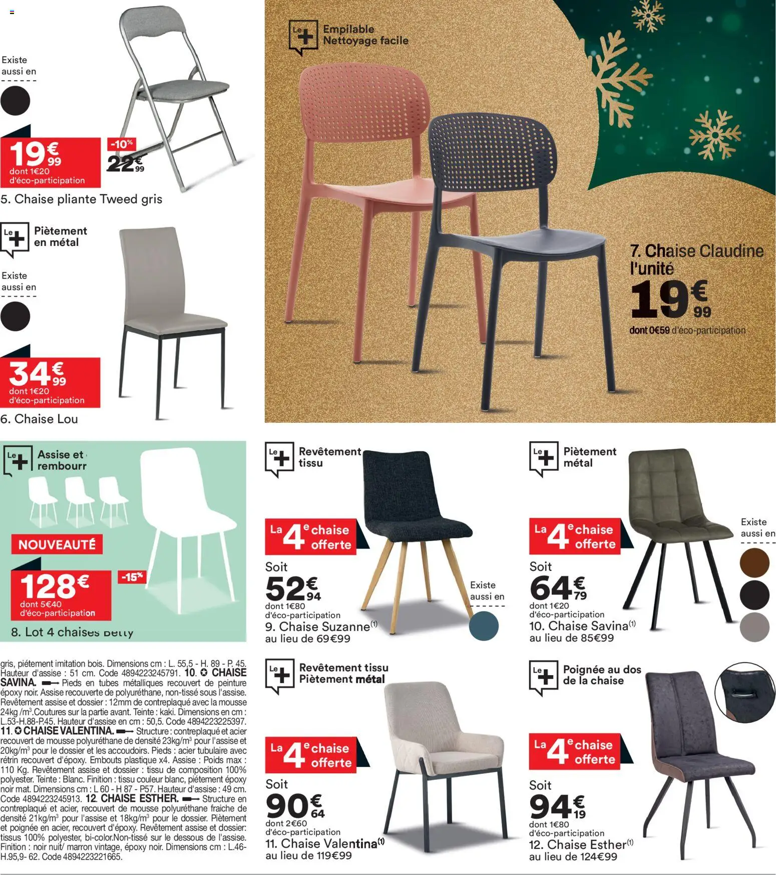 {H1} | Page: 15 | Produits: Poids, Mousse, Chaise pliante, Chaise