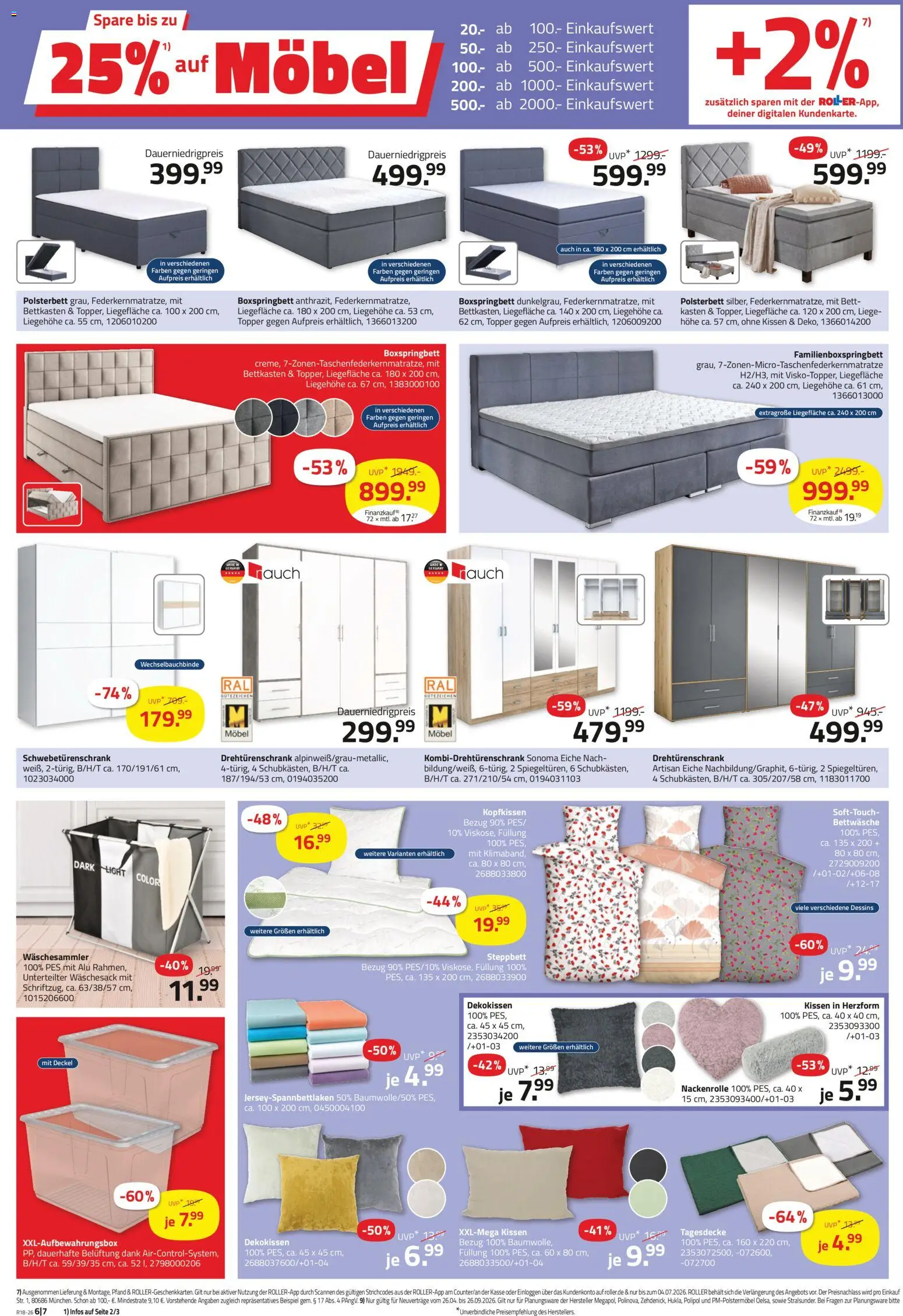 Roller Prospekt 	 – gültig ab 26.04.2026 | Seite: 6 | Produkte: Bett, Kissen, Polsterbett, Liege