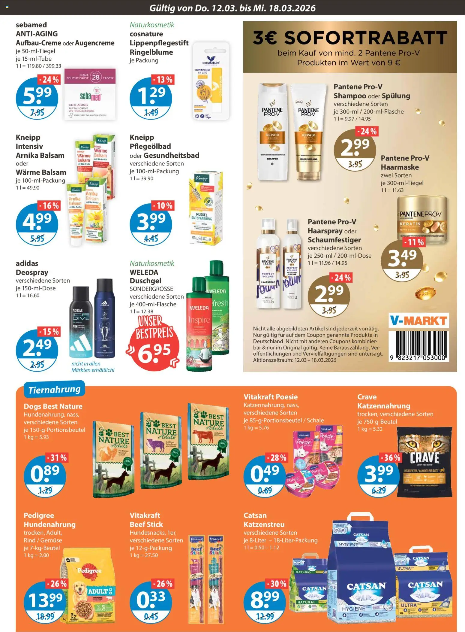 V-Markt - München – gültig ab 12.03.2026 | Seite: 11 | Produkte: Katzenfutter, Gemüse, Deospray, Pedigree