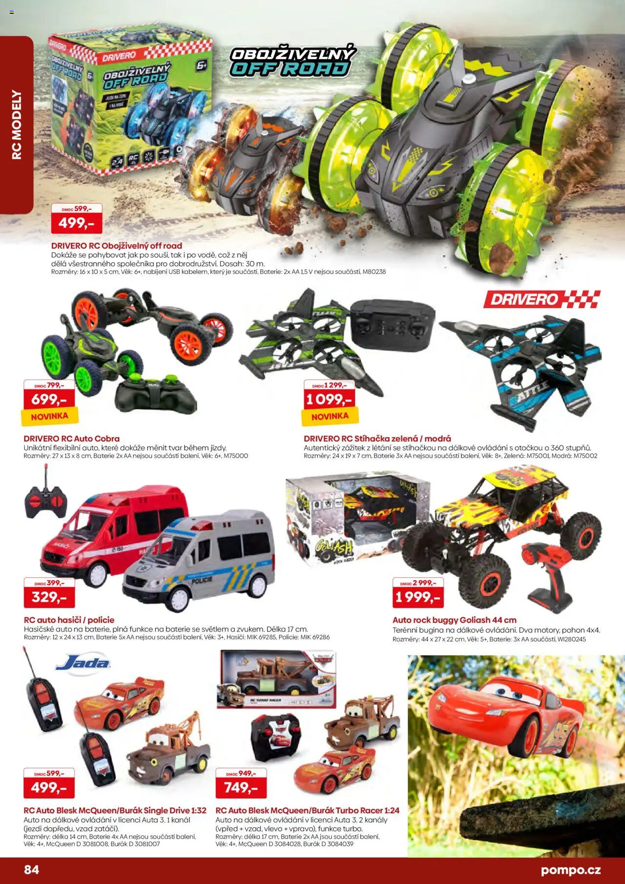POMPO katalog Vánoce 2025 od 16.10.2025 | Strana: 84 | Produkty: Auto na dálkové ovládání, USB, Modely, Baterie