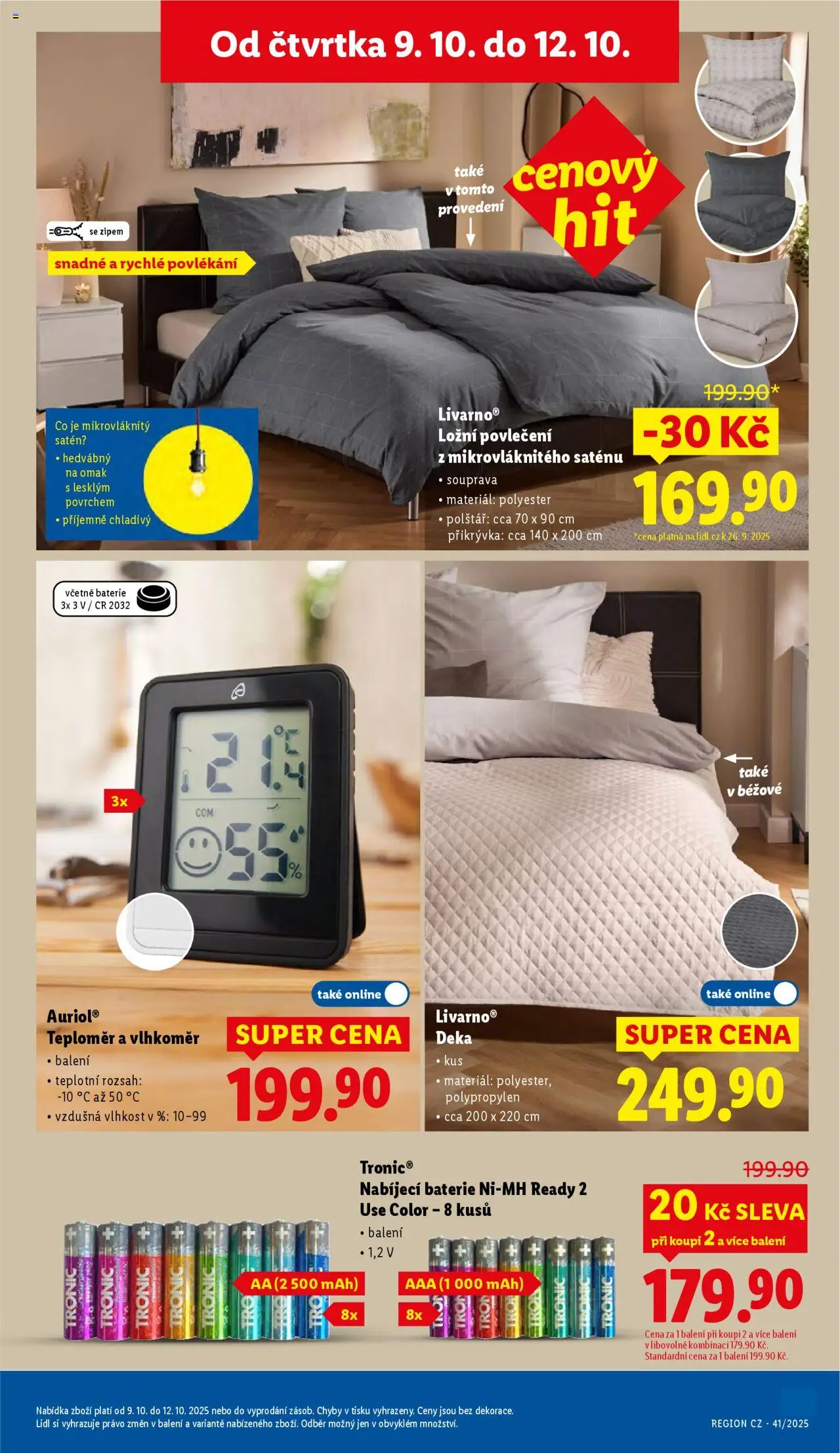 Lidl leták - Spotřební zboží od 06.10.2025 | Strana: 25 | Produkty: Povlečení, Deka, Teploměr, Baterie
