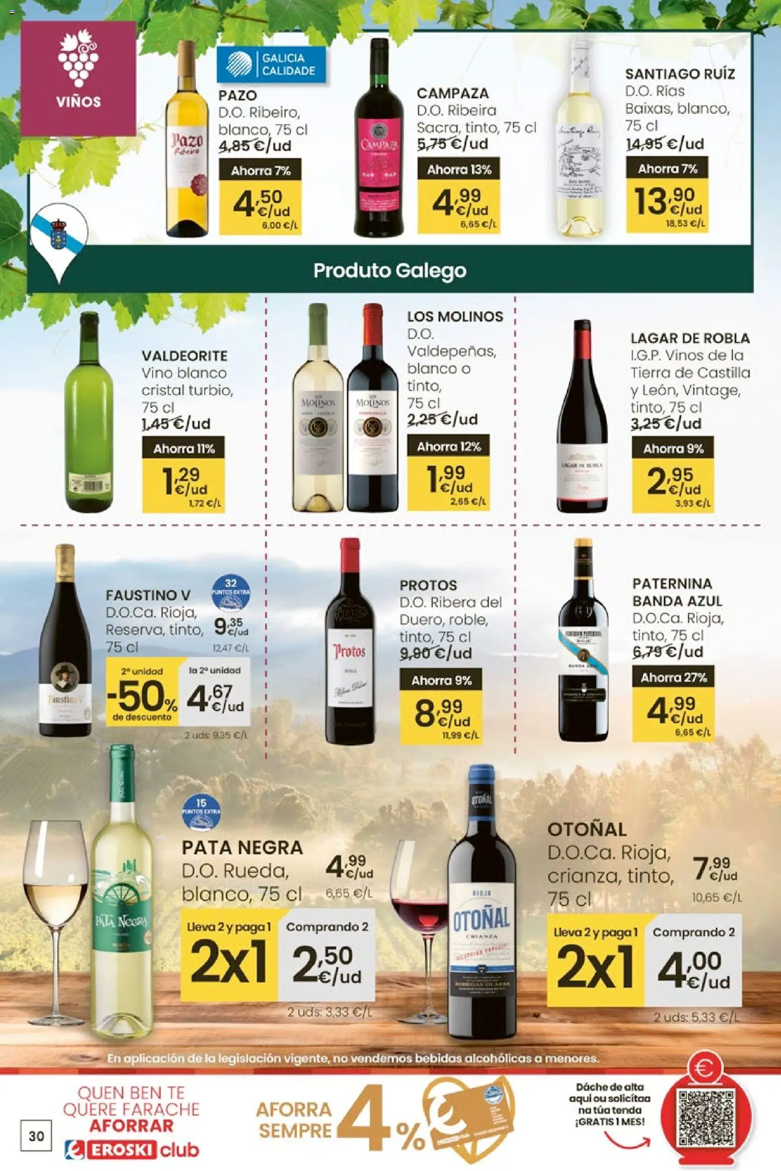 Eroski - Oferta 3x2 │ válido desde el 30.10.2025 | Página: 30 | Productos: Vino, Té