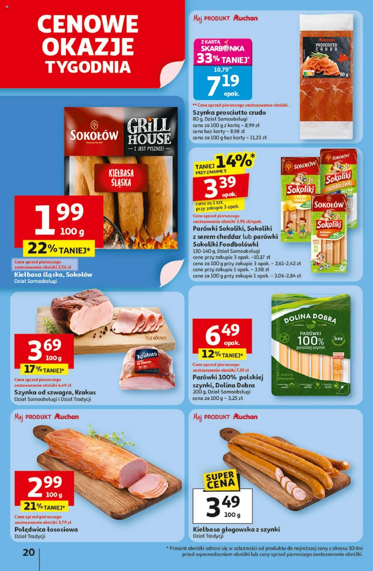 Auchan Gazetka - Odlotowe ceny na start szkoły Hipermarket od 28.08.2025 | Strona: 20 | Produkty: Kiełbasa, Karta, Grill, Szynka prosciutto