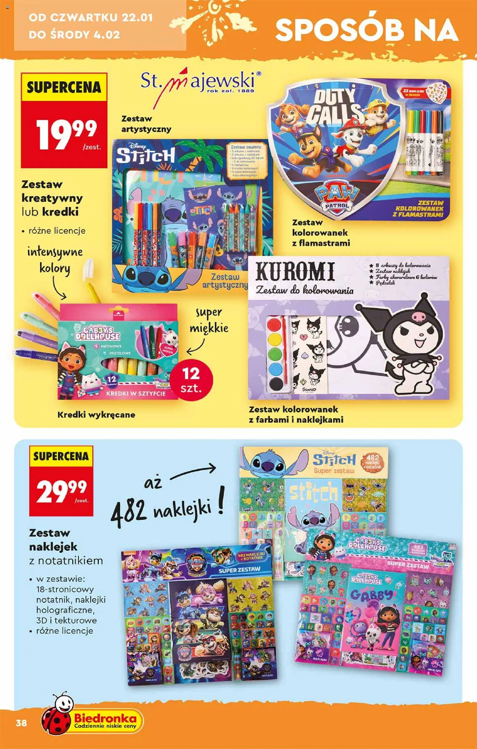 Biedronka gazetka - Hity i inspiracje od 17.01.2026 | Strona: 38 | Produkty: Naklejki