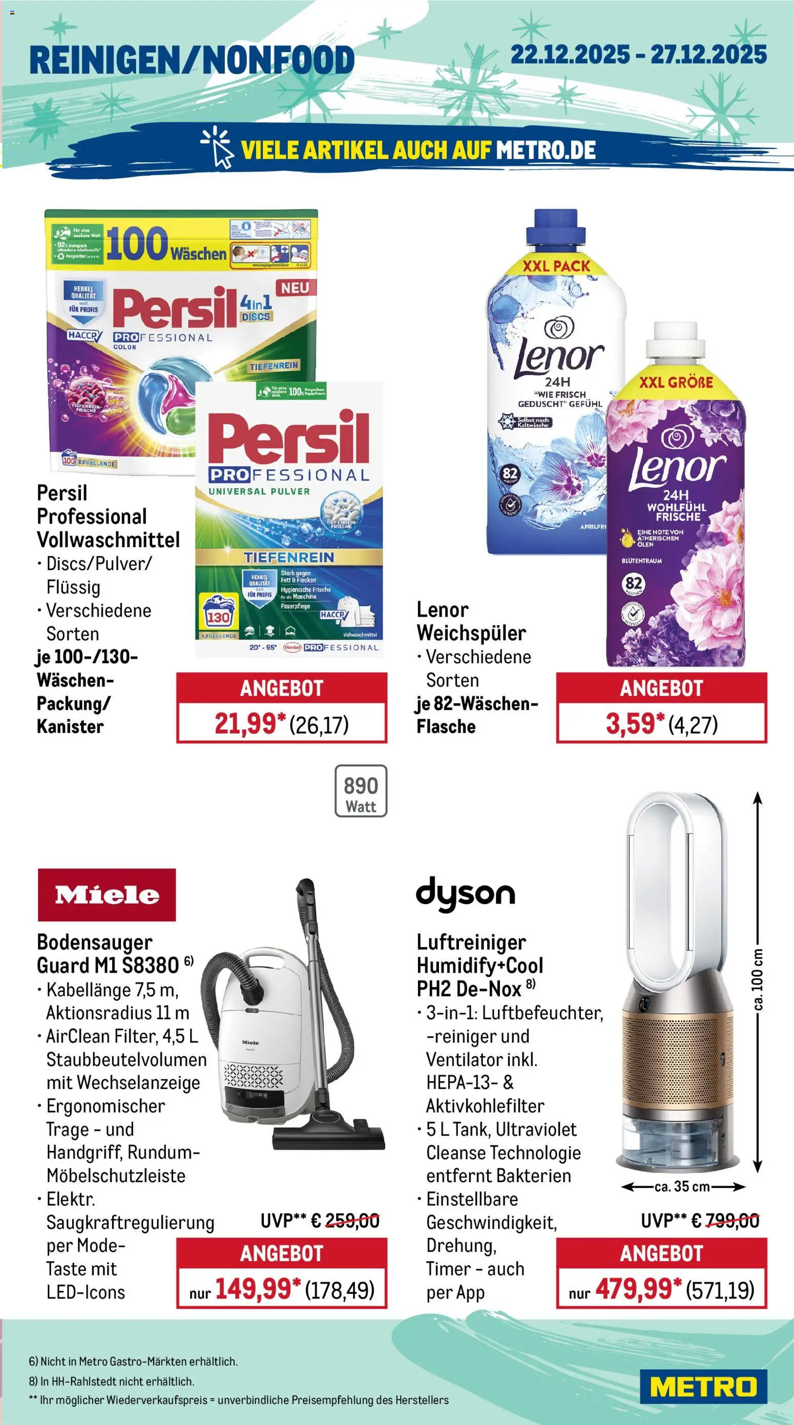 Metro - Wochen-Angebote Gastro – gültig ab 22.12.2025 | Seite: 19 | Produkte: Lenor, Miele, Dyson, Persil