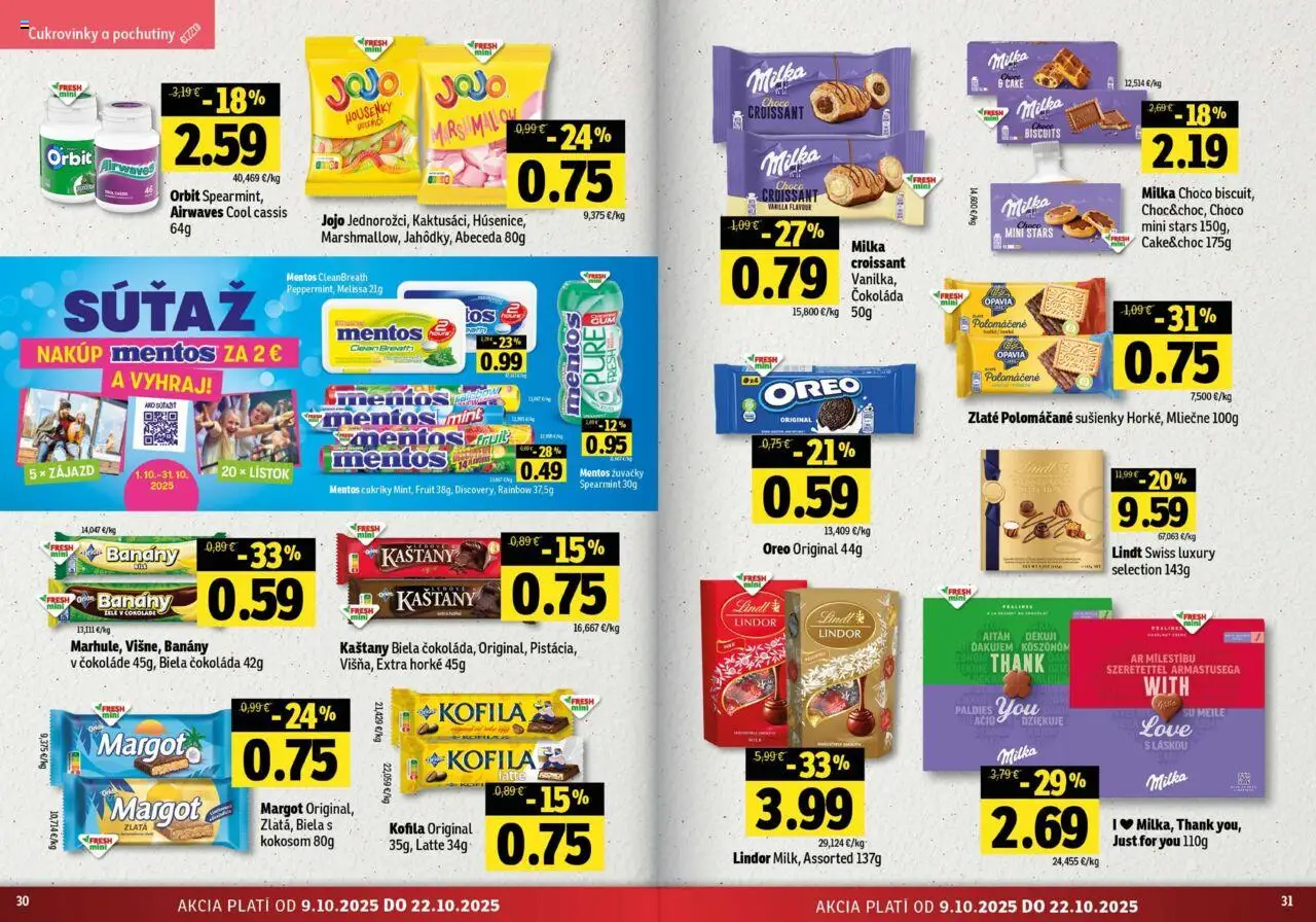 Nové Fresh akcie – leták je platný od 09.10.2025 | Strana: 16 | Produkty: Croissant, Lindor, Lindt, Čokoláda