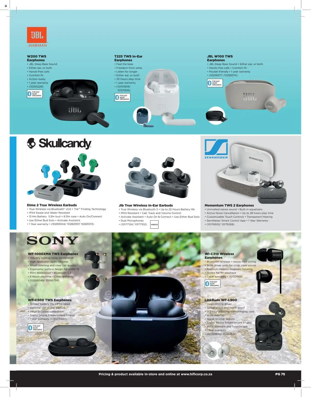 New HiFi Corp catalogue – valid from 12.02.2024 | Page: 75 | Products: Earphones, Earbuds, Tap, Water