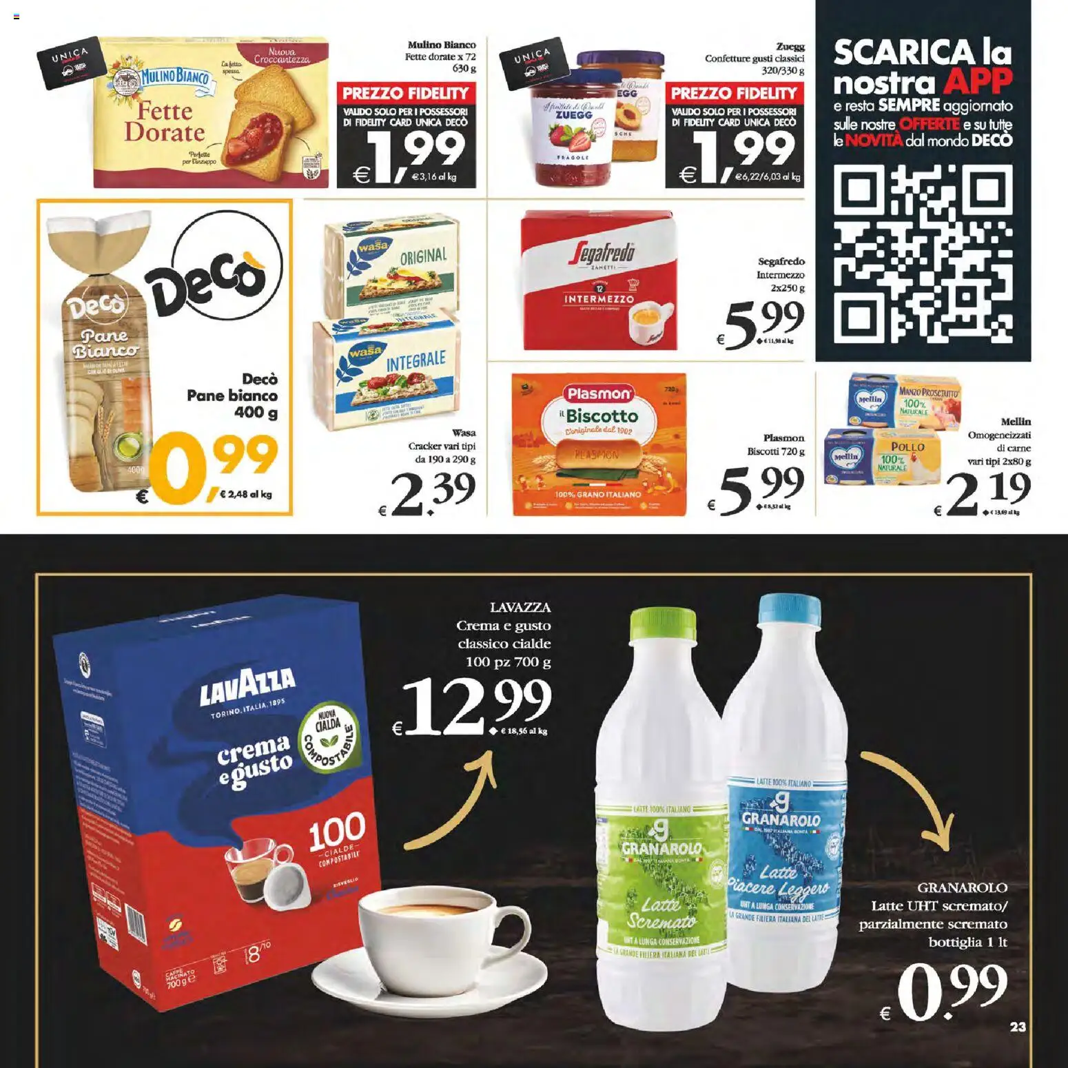 Volantino Decò del 24.02.2026 | Pagina: 23 | Prodotti: Manzo, Latte, Prosciutto, Lavazza