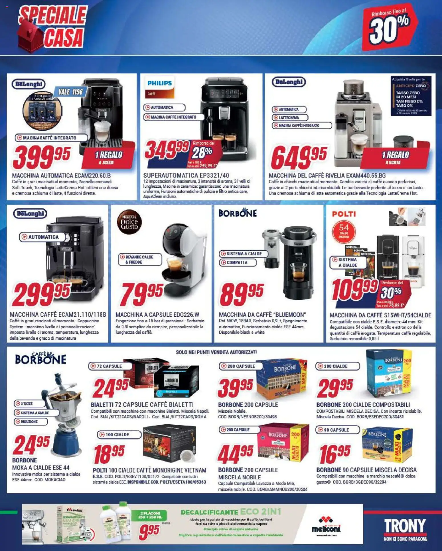 Volantino Trony del 09.04.2026 | Pagina: 13 | Prodotti: Macchina da caffe, Latte, Lavazza, Macina