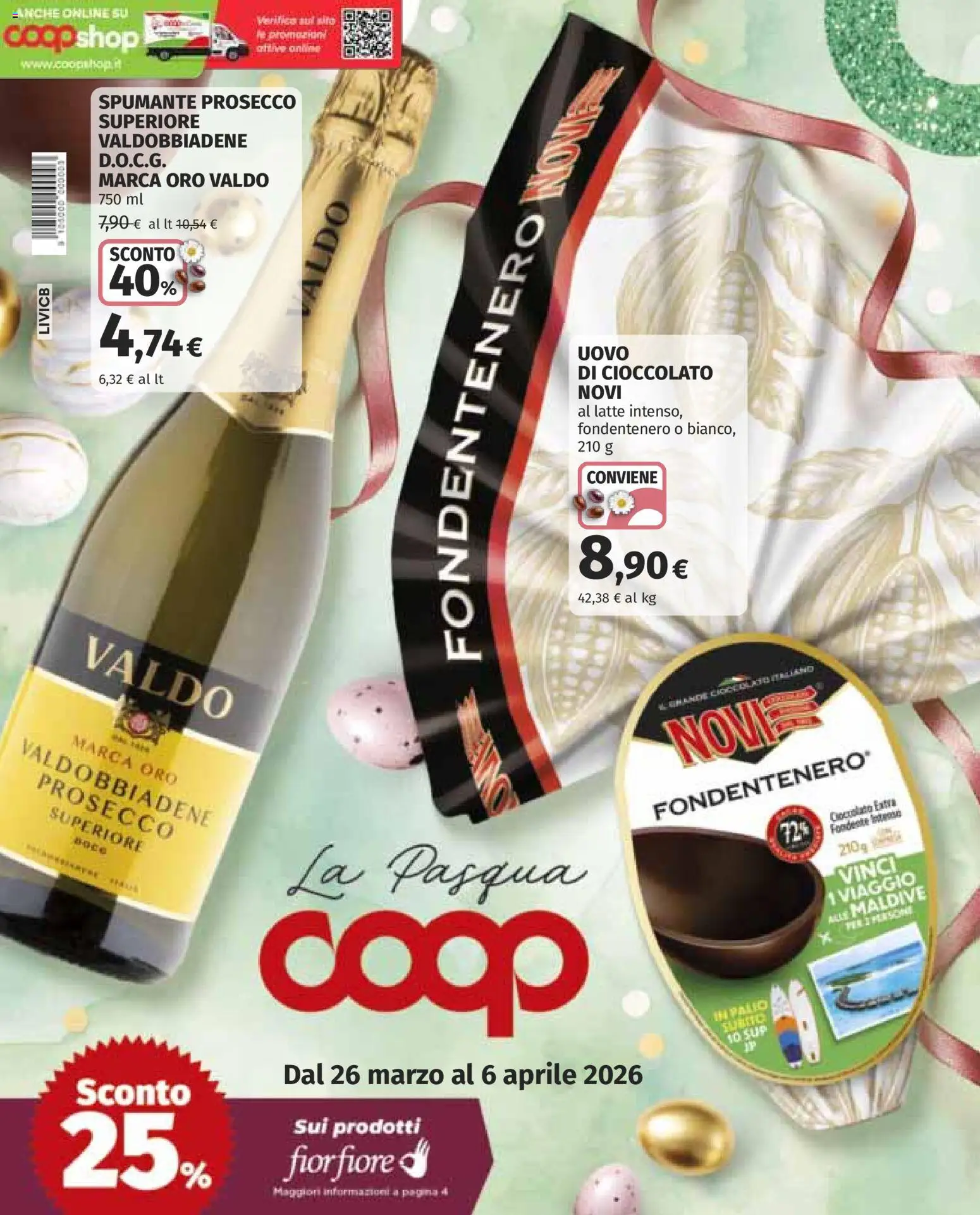 Volantino COOP del 26.03.2026 | Pagina: 1 | Prodotti: Cioccolato, Prosecco, Latte, Spumante