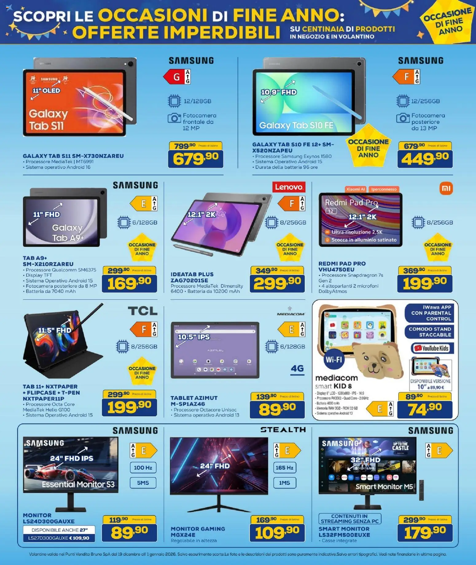 Volantino BRUNO del 19.12.2025 | Pagina: 8 | Prodotti: Monitor, PC, Batteria, Samsung