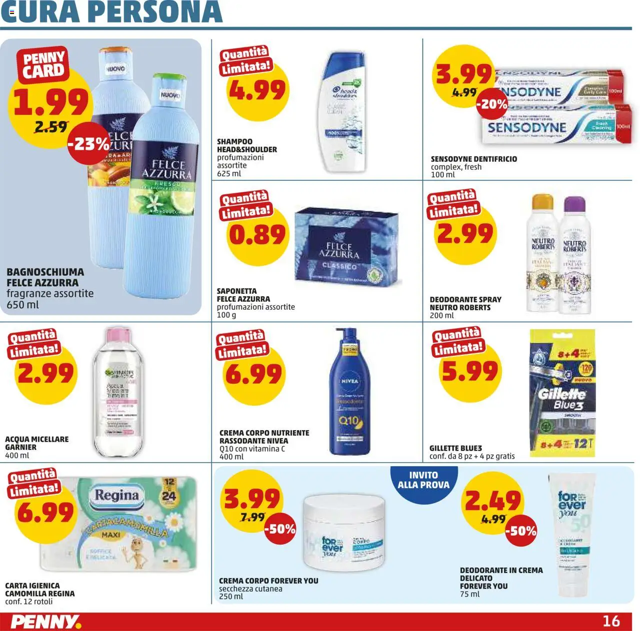 Volantino PENNY del 03.07.2025 | Pagina: 16 | Prodotti: Shampoo, Bagnoschiuma, Dentifricio, Body