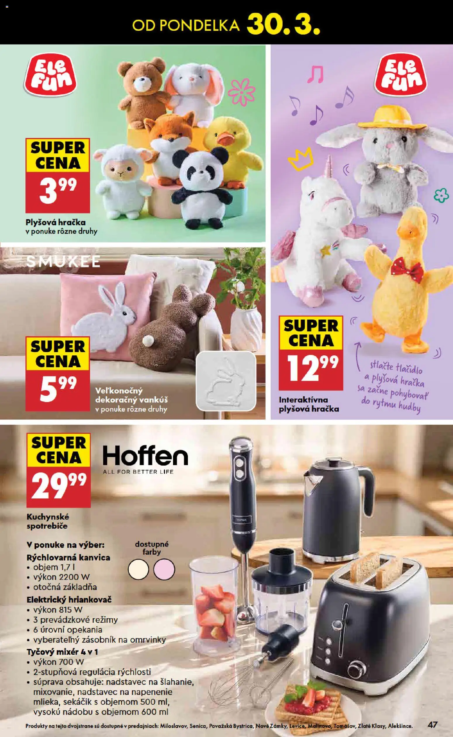 Nové Biedronka akcie – leták je platný od 26.03.2026 | Strana: 47 | Produkty: Vankúš, Mixér, Tyčový mixér, Rýchlovarná kanvica