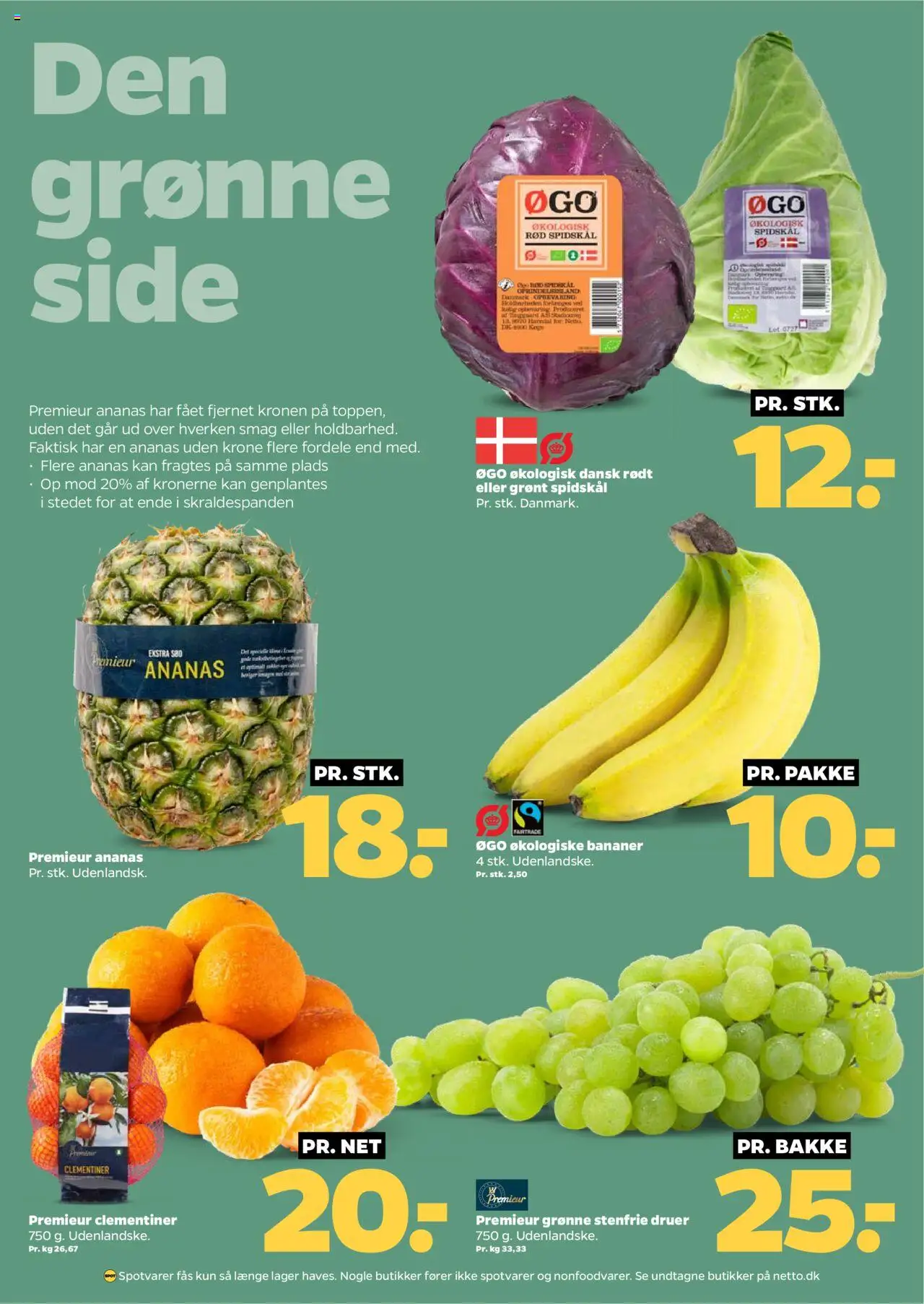 Netto tilbudsavis – gyldig fra 13.09.2025 | Side: 9 | Produkter: Bananer, Ananas, Spidskål