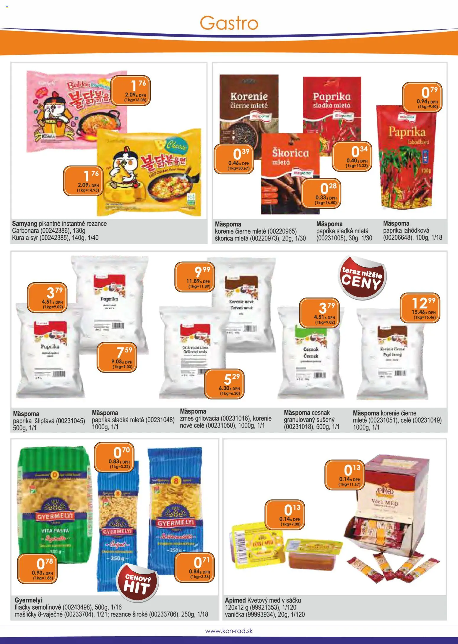 Nové KON - RAD akcie – leták je platný od 01.11.2025 | Strana: 46 | Produkty: Paprika, Syr, Cesnak, Med