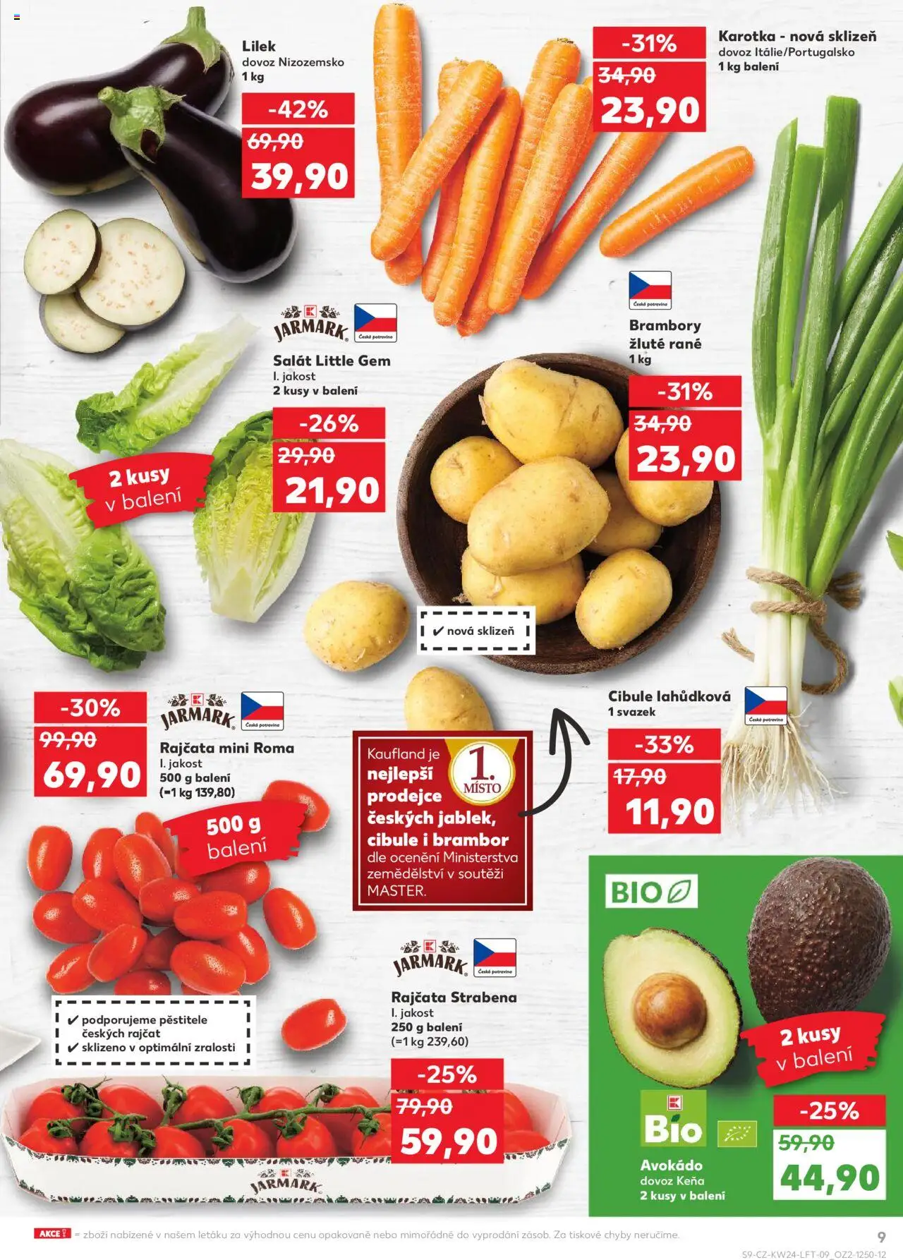 Kaufland leták od 11.06.2025 | Strana: 9 | Produkty: Lilek, Salát, Brambory, Avokádo