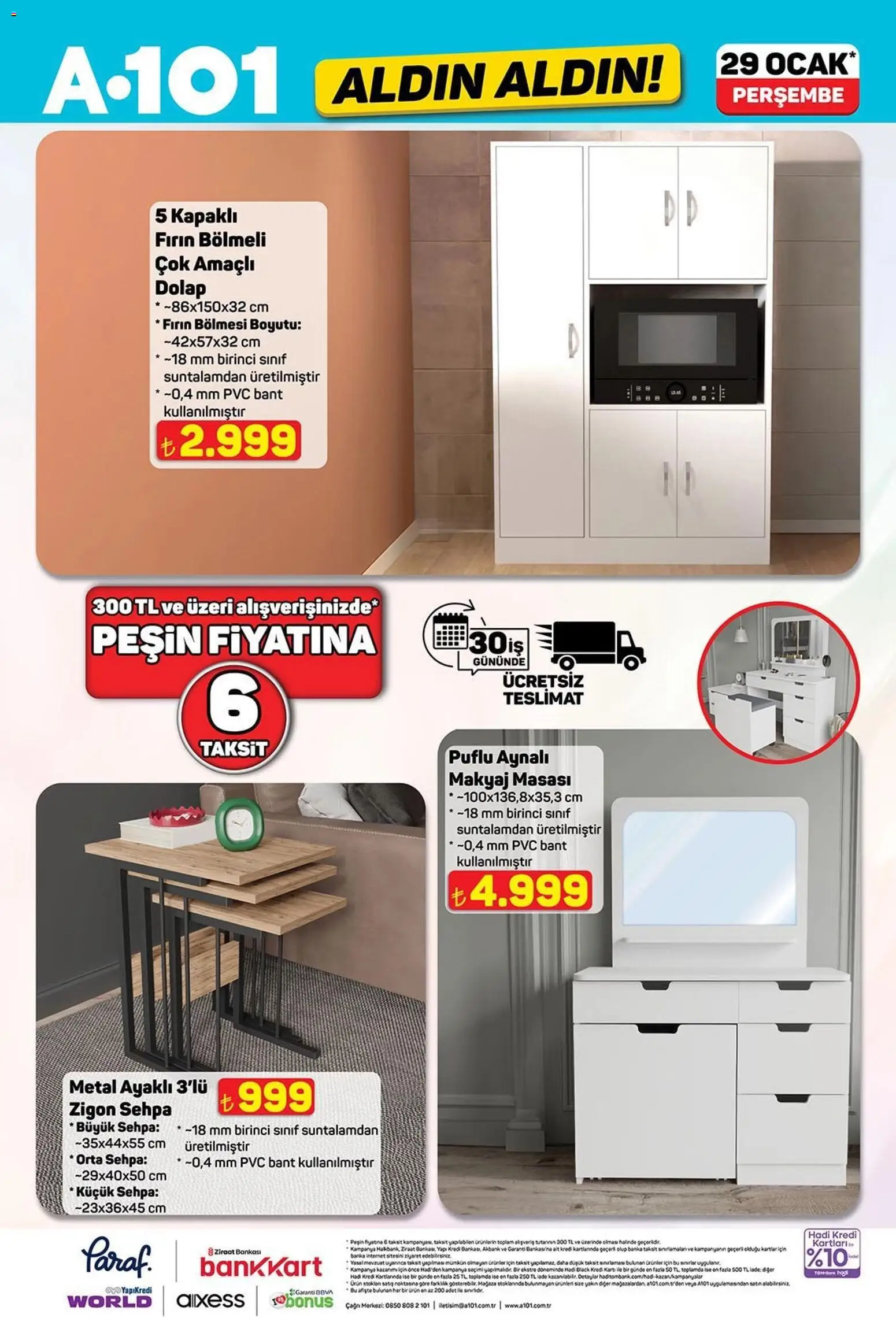 A101 Katalog Aldın Aldın - 29.01.2026 tarihinden itibaren geçerlidir | Sayfa: 16 | Ürünler: Fırın, Bant, Orta sehpa, Zigon sehpa