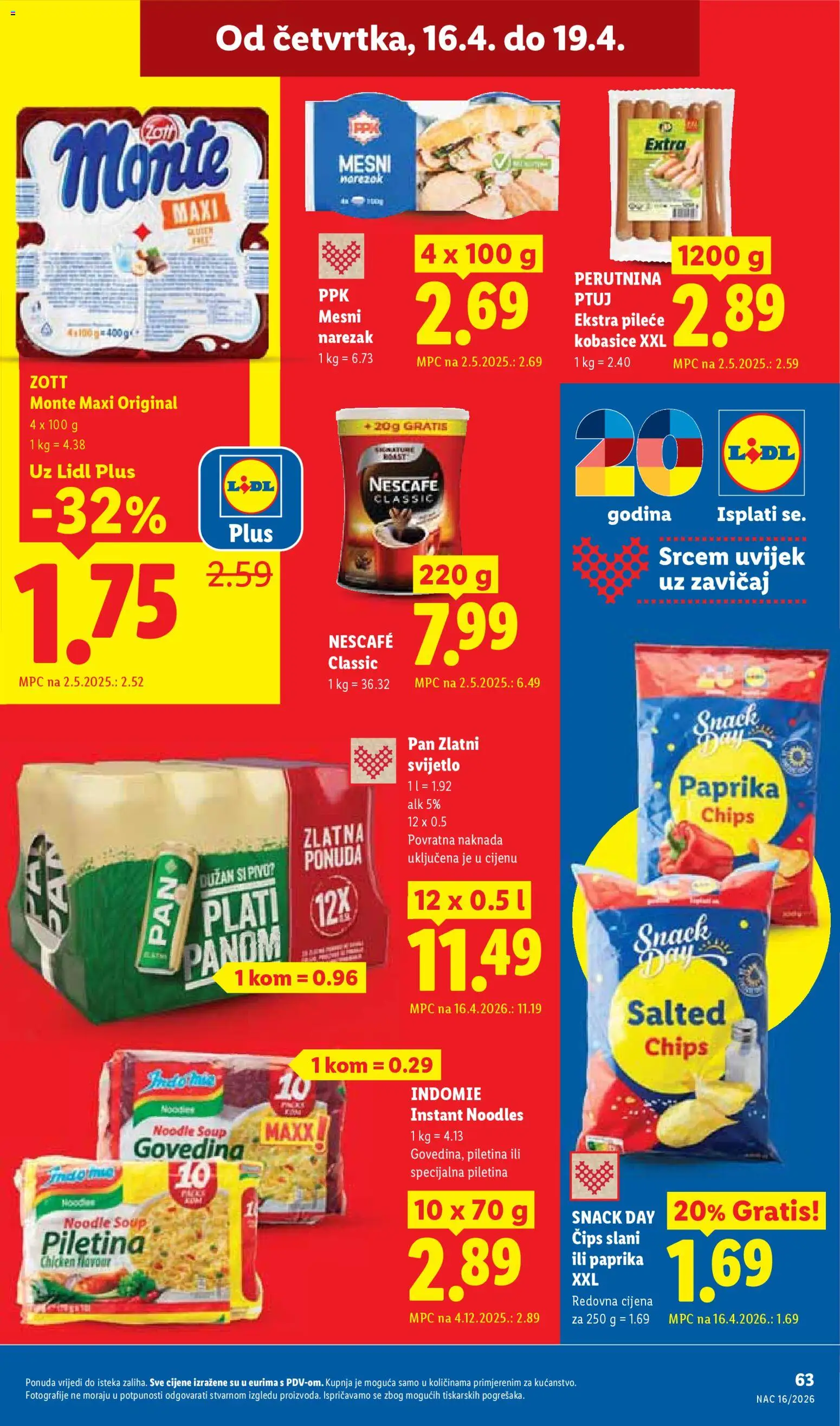 Lidl katalog | vrijedi od 13.04.2026 | Stranica: 63 | Proizvodi: Nescafe, Narezak, Perutnina Ptuj, Pan