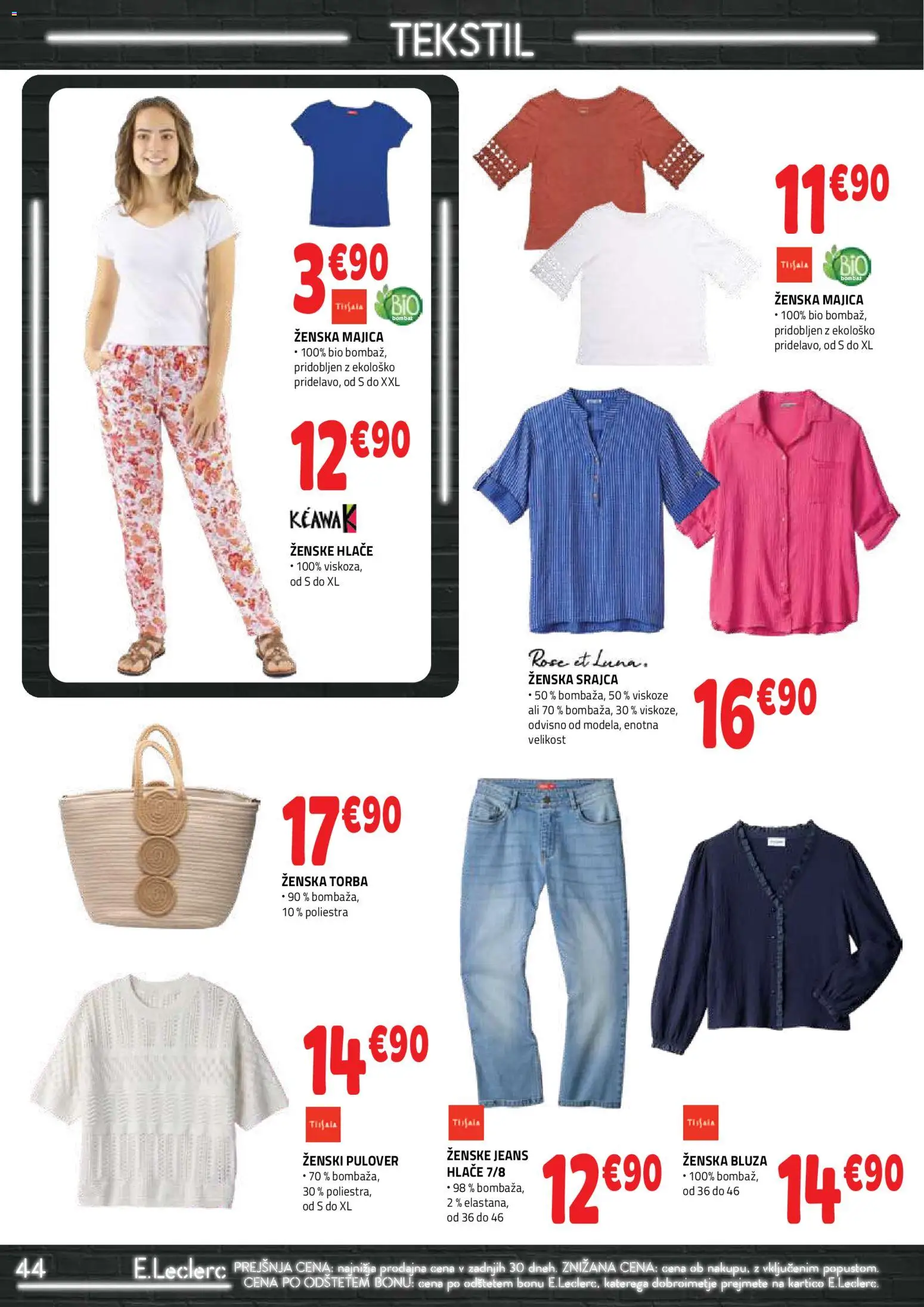 Novi E.leclerc katalog ponudbe – veljaven od 08.04.2026 | Stran: 44 | Izdelki: Torba, Srajca, Bluza, Pulover