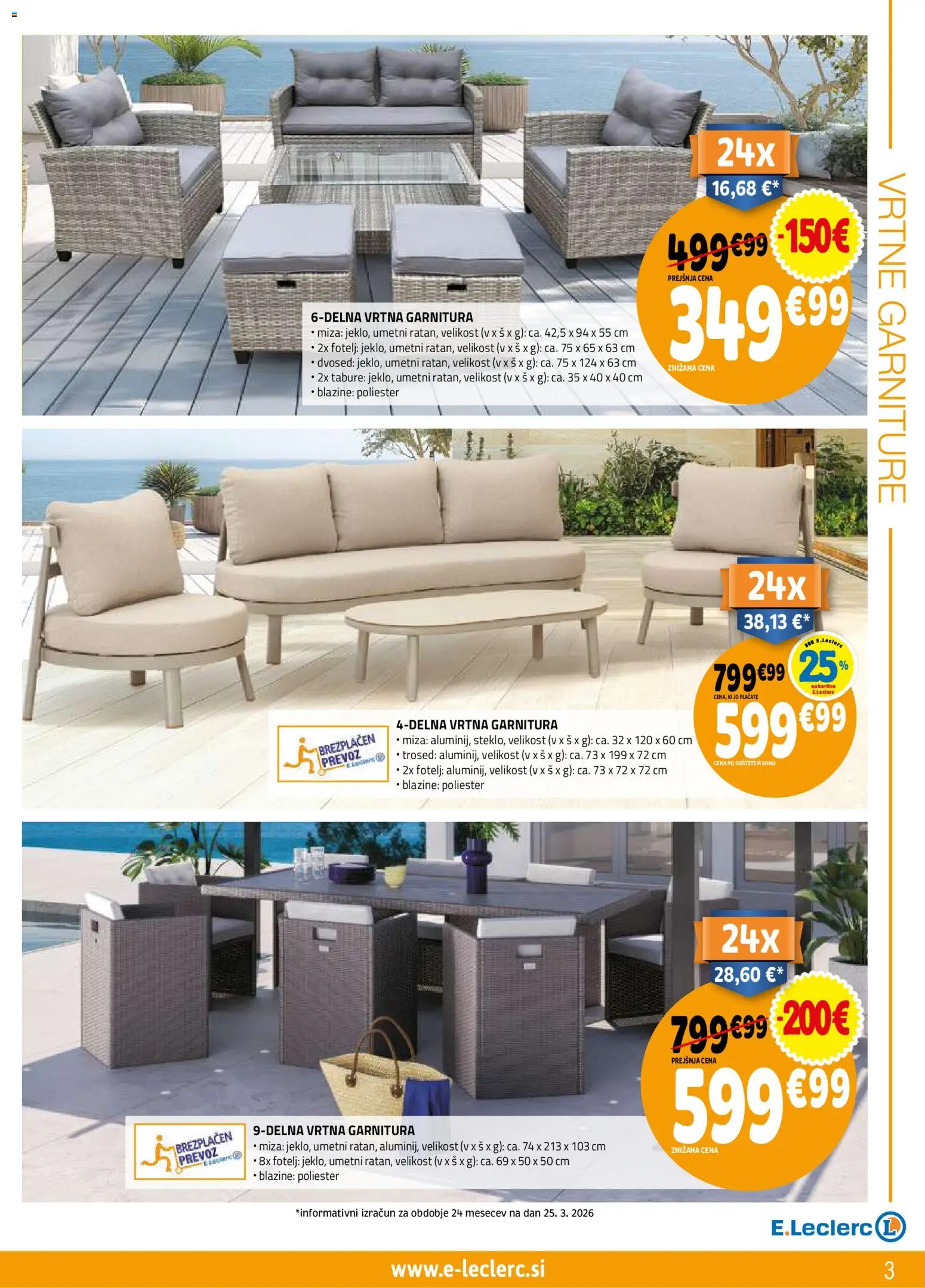 Novi E.leclerc katalog ponudbe – veljaven od 08.04.2026 | Stran: 3 | Izdelki: Vrtna garnitura, Trosed, Dvosed, Miza
