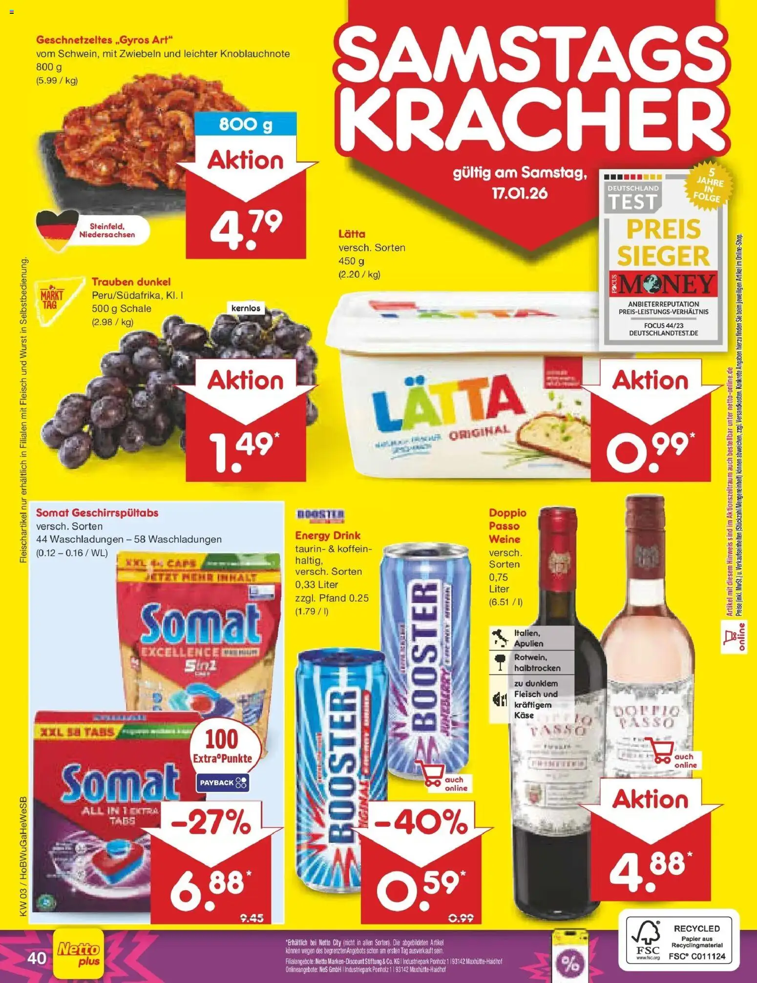 Netto Marken-Discount prospekt Stemwede-Dielingen	 – gültig ab 12.01.2026 | Seite: 50 | Produkte: Energy, Trauben, Zwiebeln, Wurst