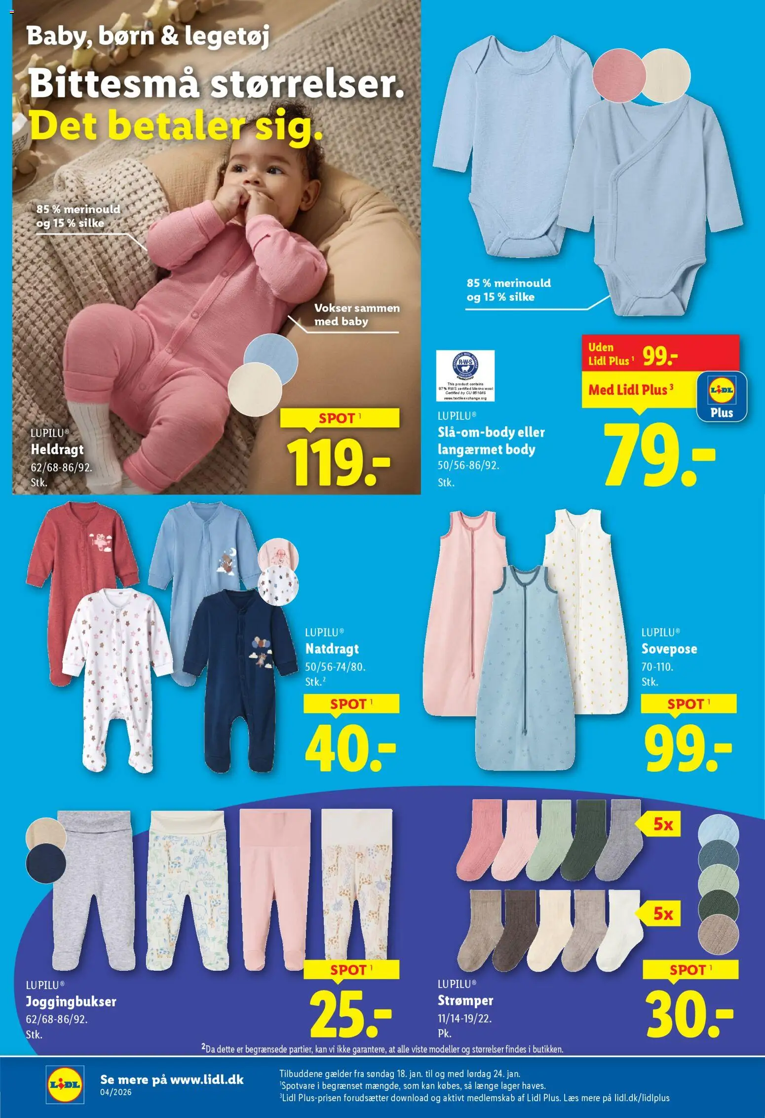 Lidl tilbudsavis – gyldig fra 18.01.2026 | Side: 16 | Produkter: Sovepose, Søm, Strømper