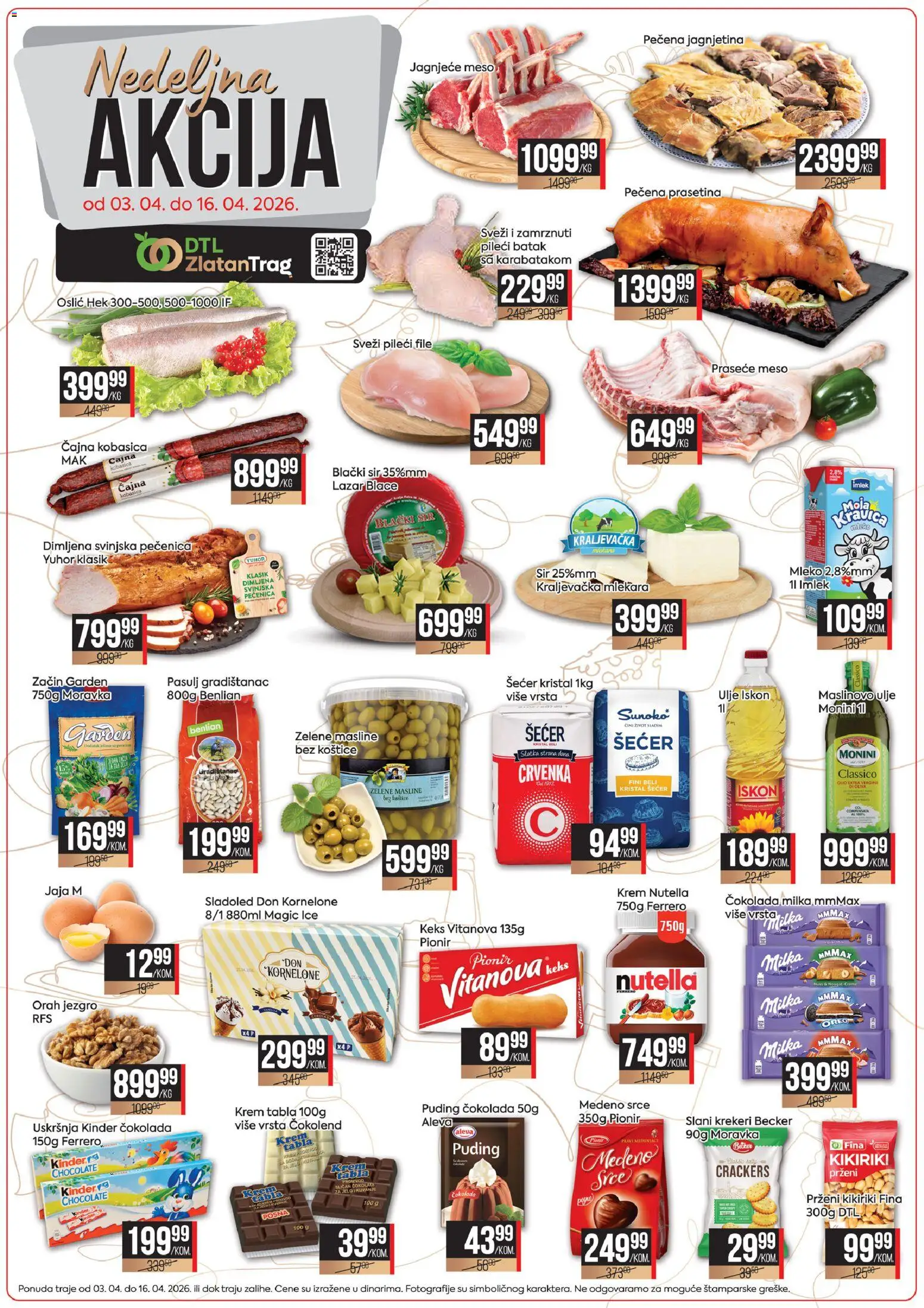 Zlatan Trag katalog - važi od 03.04.2026 | Strana: 1 | Proizvode: Šećer kristal, Pasulj, Sladoled, Mleko