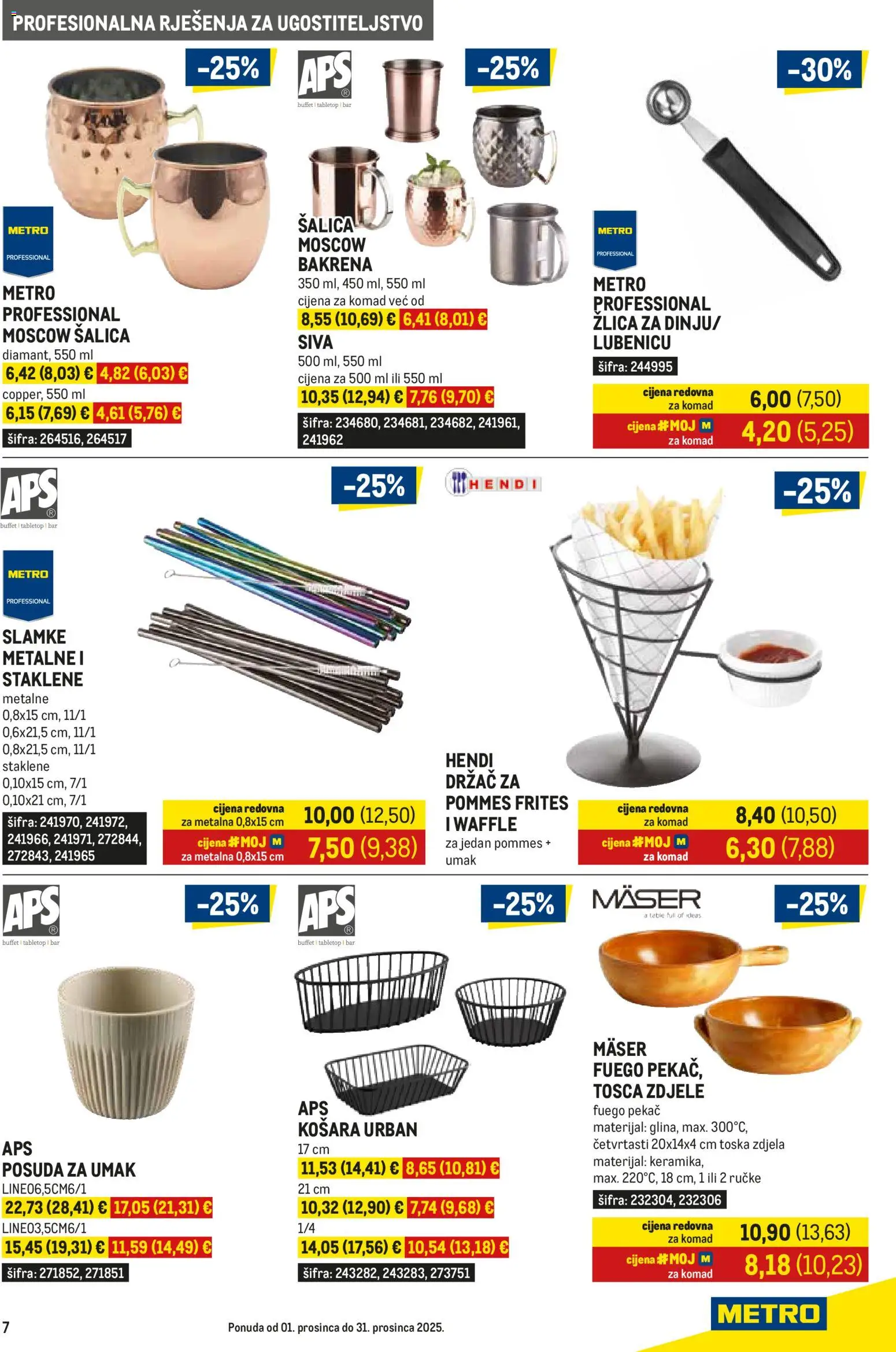 Metro katalog | vrijedi od 01.12.2025 | Stranica: 7 | Proizvodi: Košara, Pommes frites, Umak, Šalica