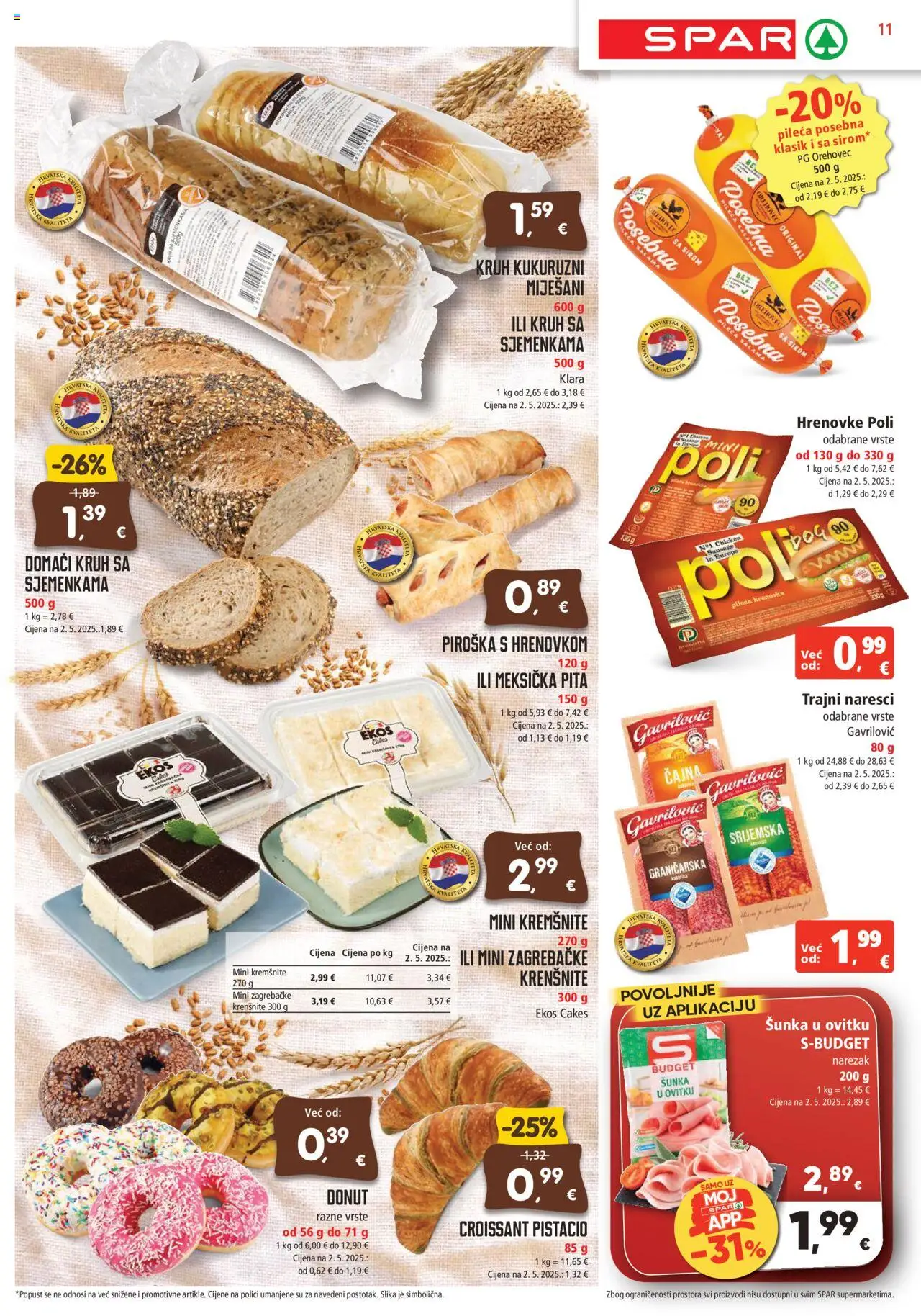 Spar katalog | vrijedi od 20.08.2025 | Stranica: 11 | Proizvodi: Šunka, Hrenovke, Pita, Piroška