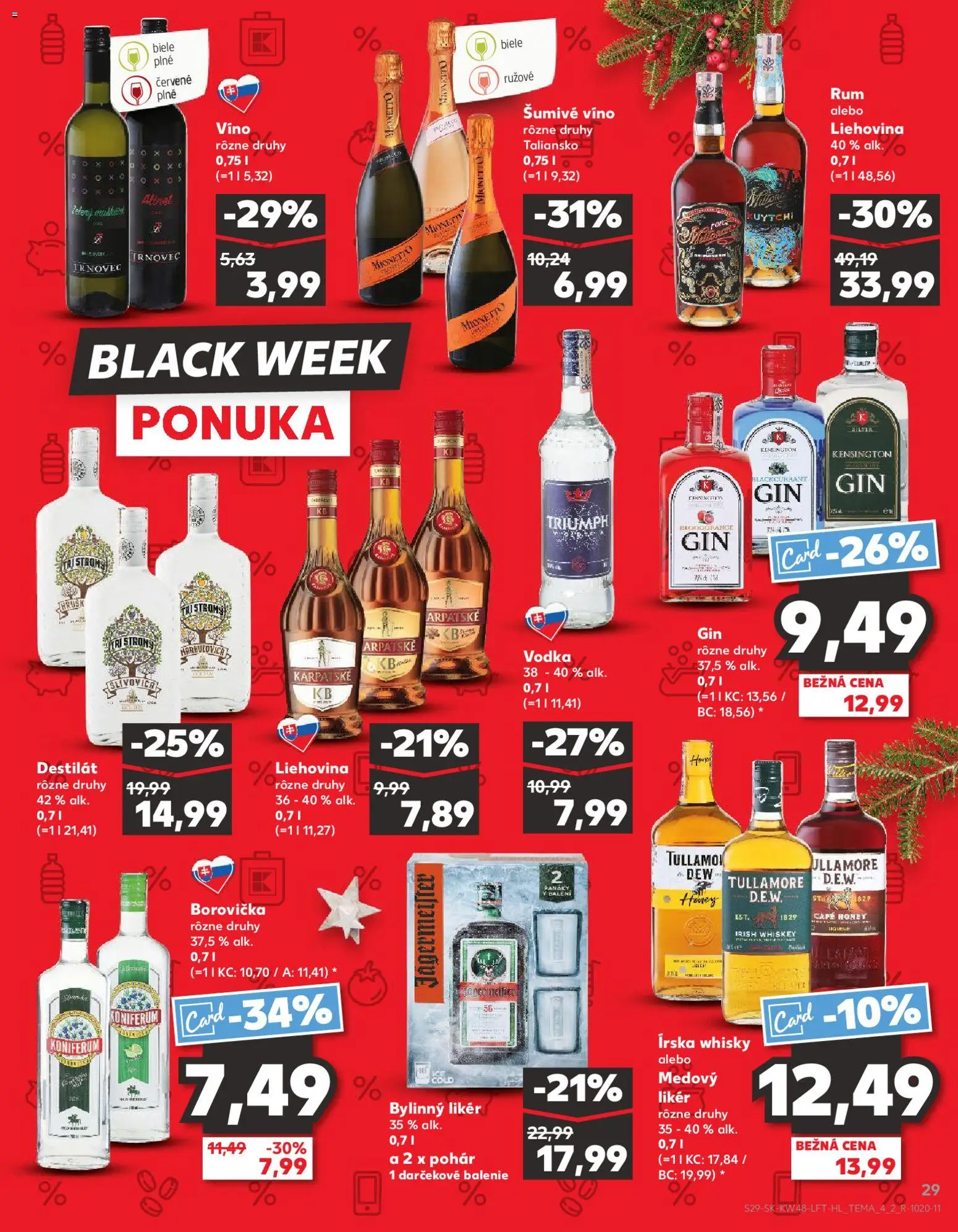 Nové Kaufland akcie – leták je platný od 27.11.2025 | Strana: 29 | Produkty: Borovička, Vodka, Whisky, Šumivé víno