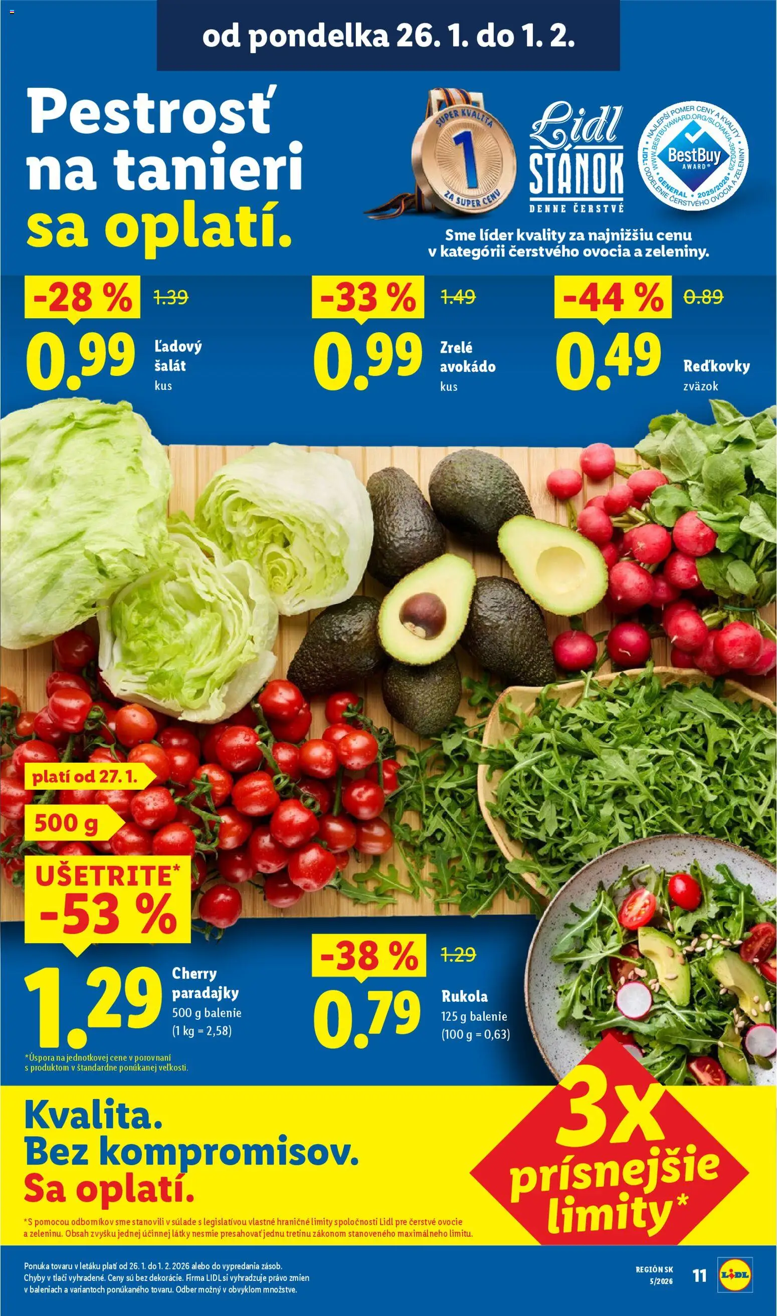 Nové Lidl akcie – leták je platný od 29.01.2026 | Strana: 43 | Produkty: PC, Šalát, Cherry paradajky, Ovocie